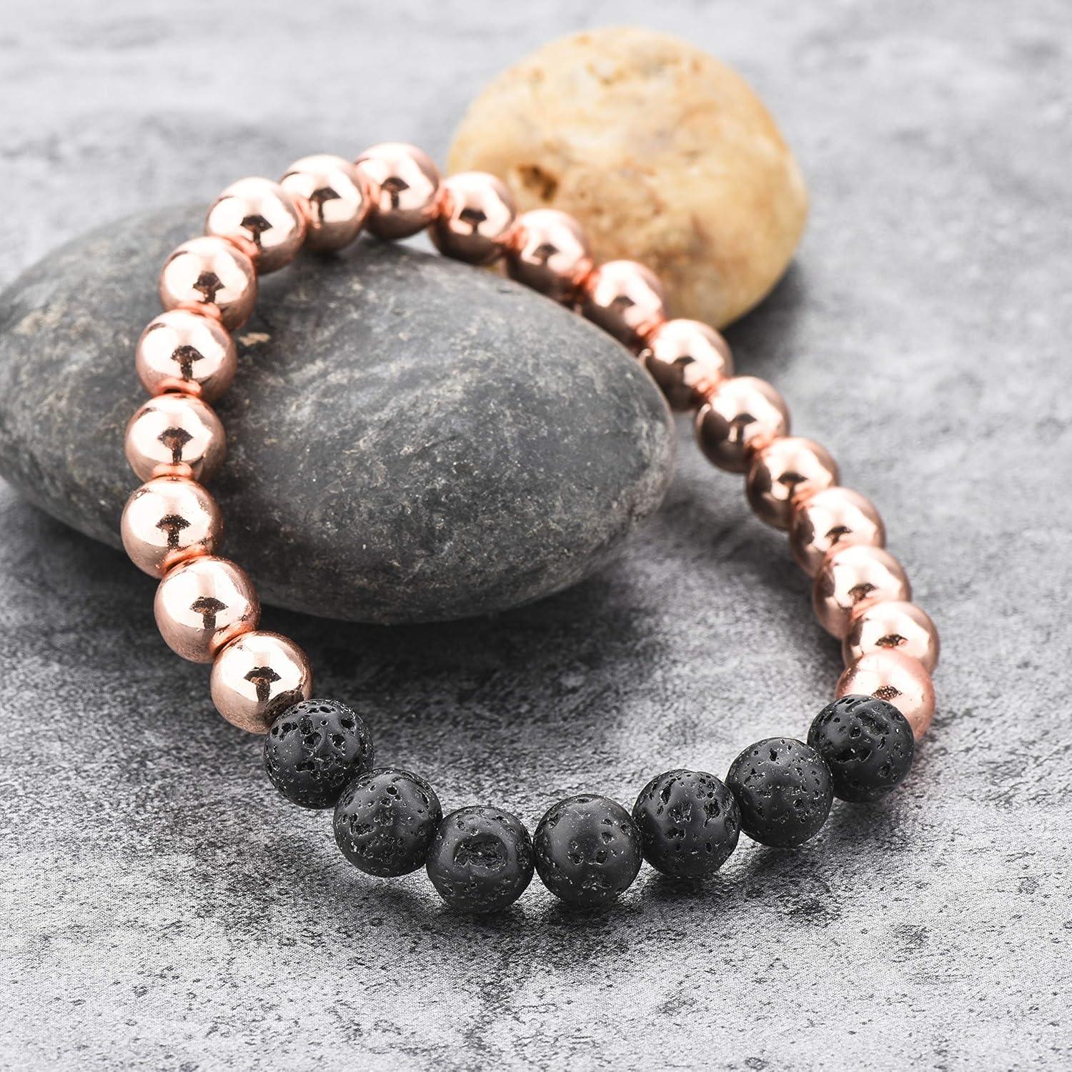 Pulsera de Lava y Oro Rosa MYSTIQS Unisex 18,74 cm