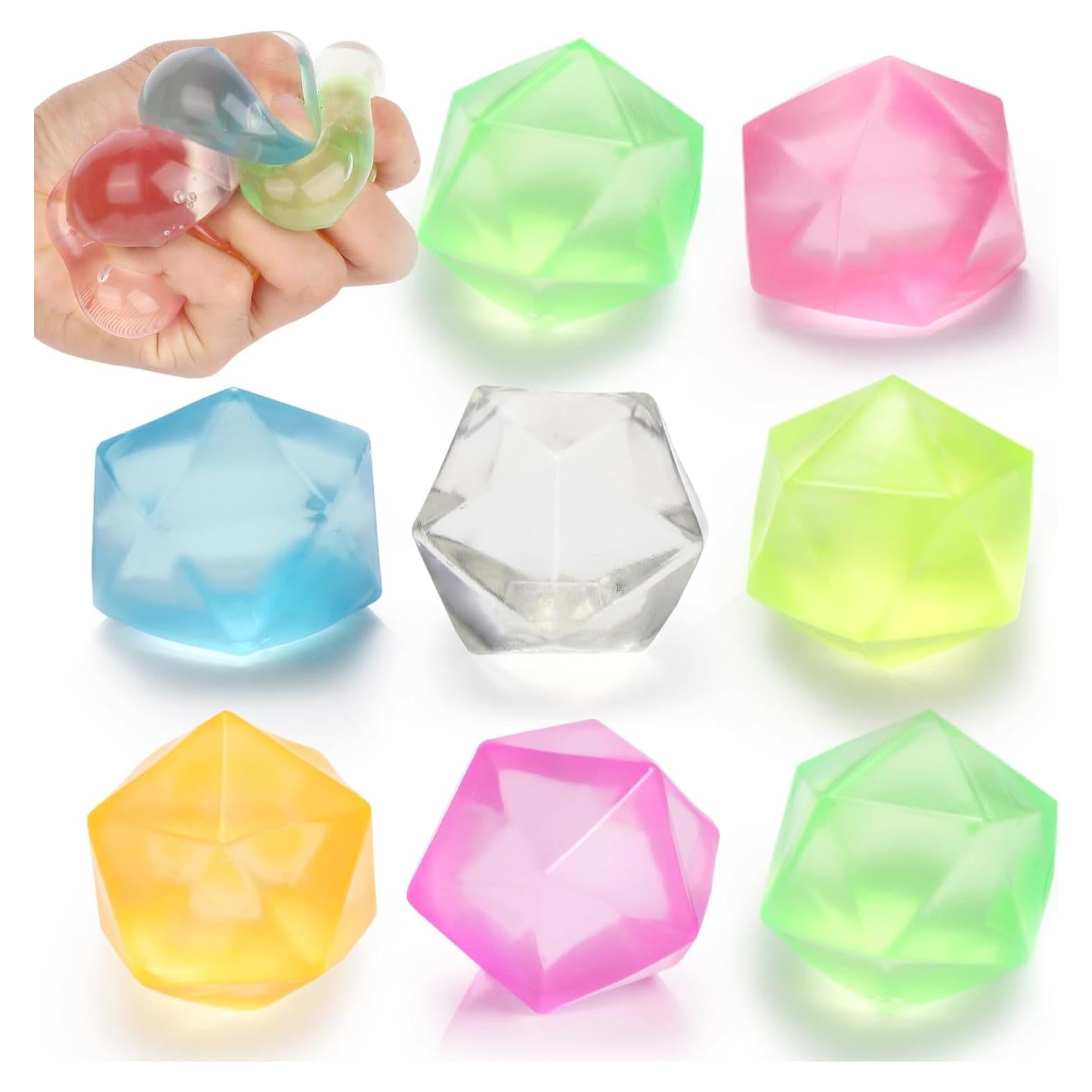 6 Pack Squishy Stress Cube, Diamond Malt Sugar Ice Cube Stress Ball, Sensory Toys for Anxiety Stress Relief for Kids and Adults Fidgets for Classroom Party Favors