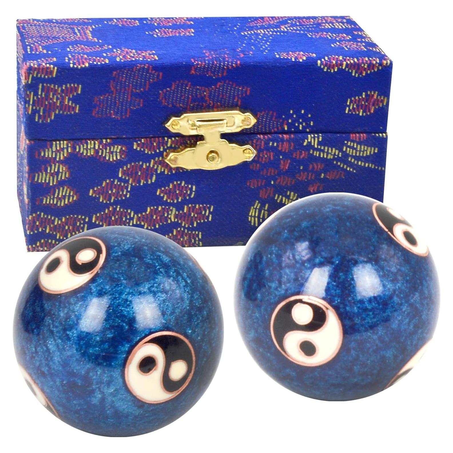 Bolas de Alivio de Estrés Feng Shui 3.8 cm - Metal Azul