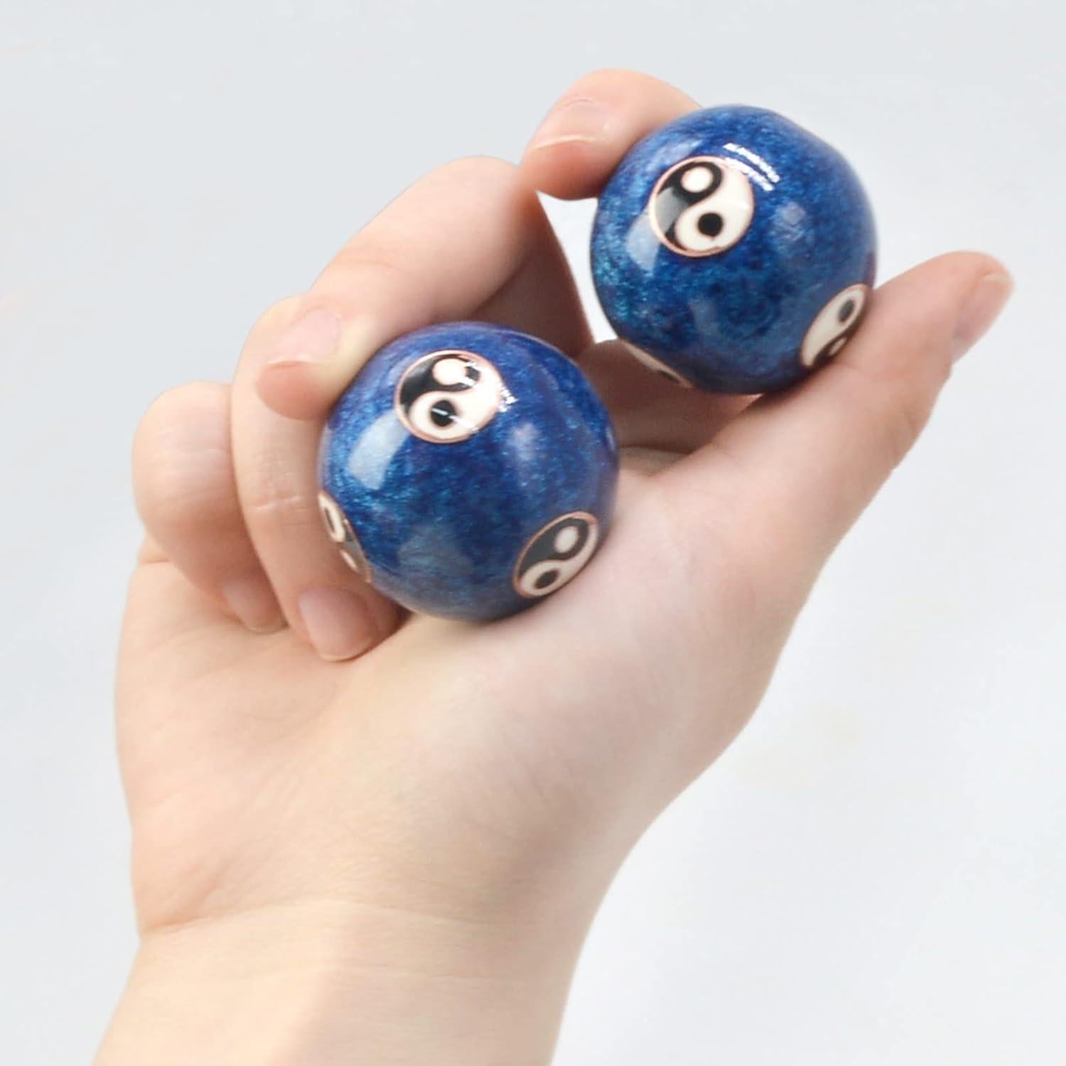 Bolas de Alivio de Estrés Feng Shui 3.8 cm - Metal Azul