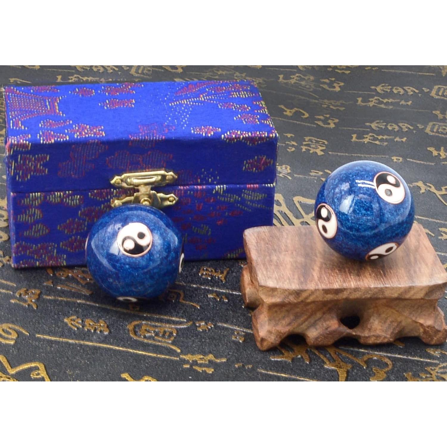 Bolas de Alivio de Estrés Feng Shui 3.8 cm - Metal Azul