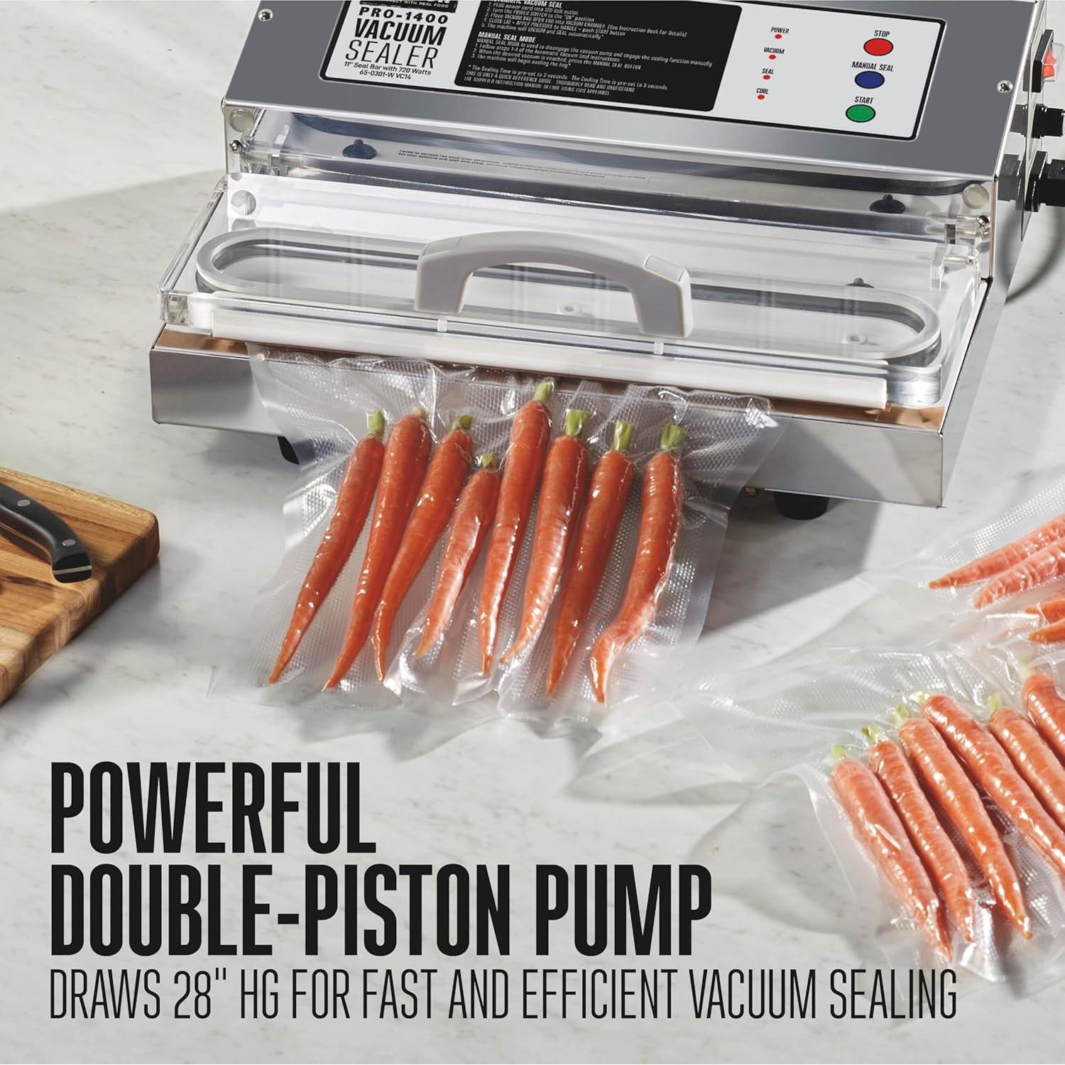 Selladora al Vacío Weston Pro 1400, 720W, Acero Inoxidable