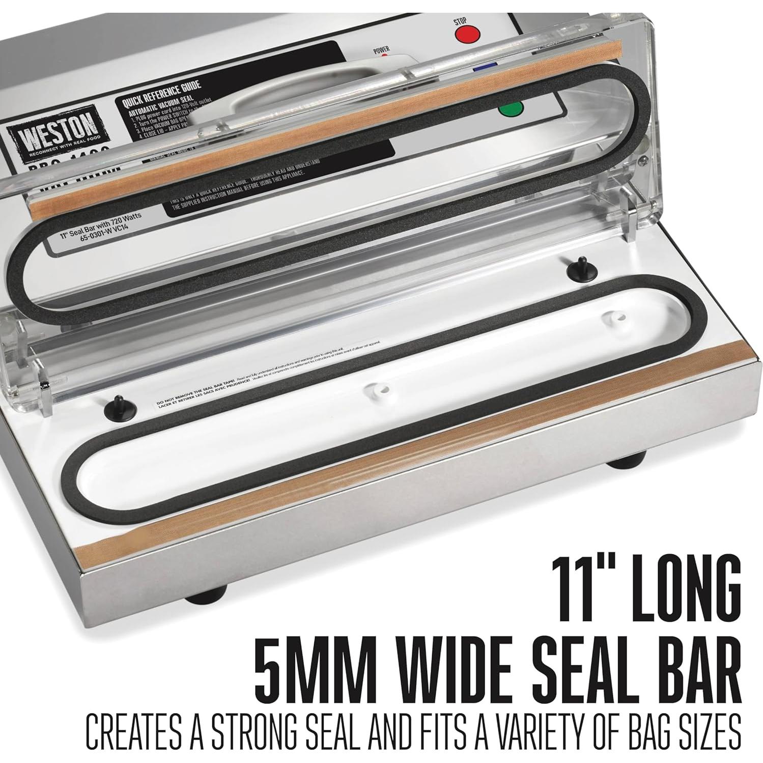 Selladora al Vacío Weston Pro 1400, 720W, Acero Inoxidable