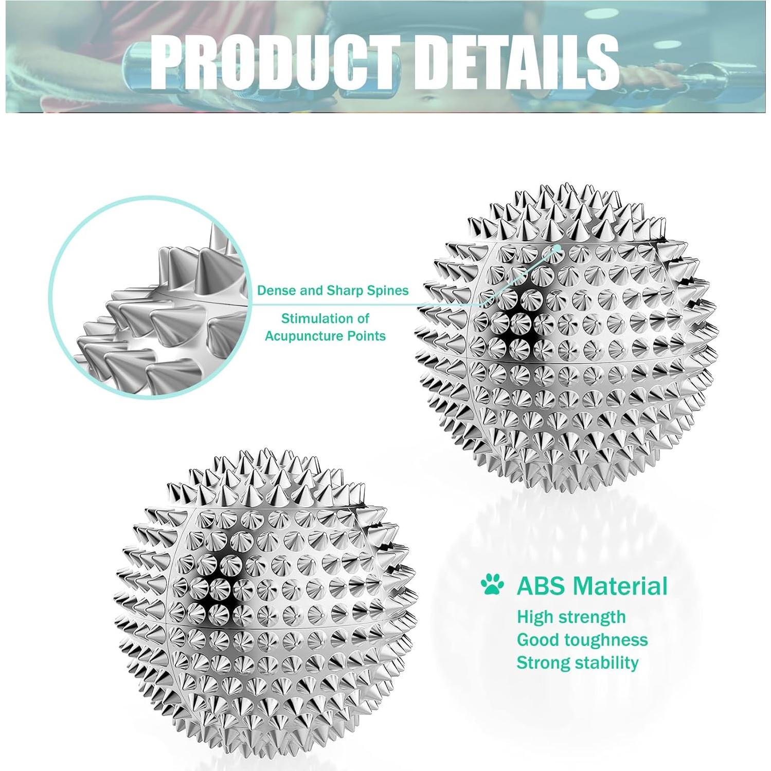 Bolas de Masaje Espinosas GRUNIL 47mm Plata - Alivio Estrés