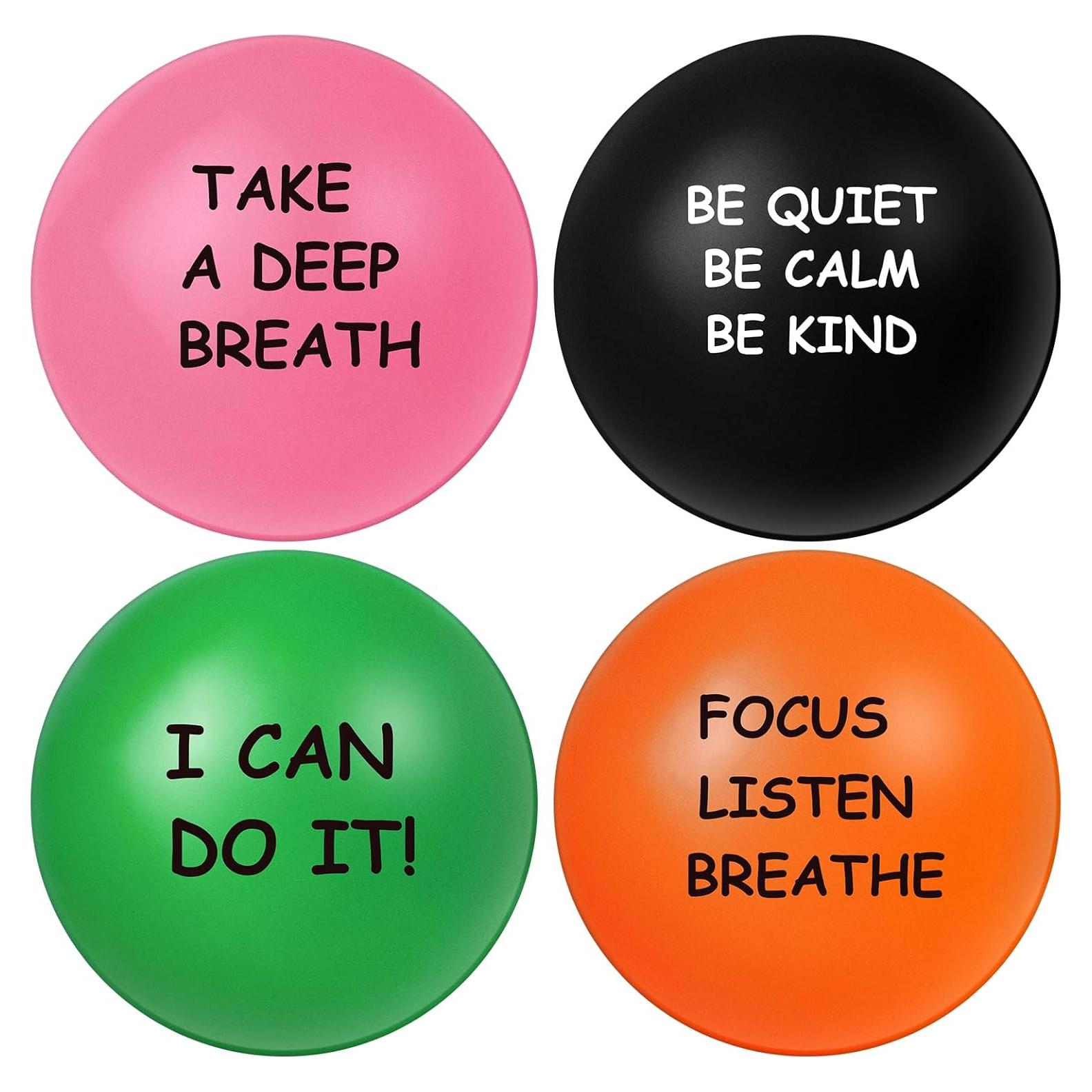 Ceenna 4 Pelotas Antiestrés Motivacionales 6.3 cm