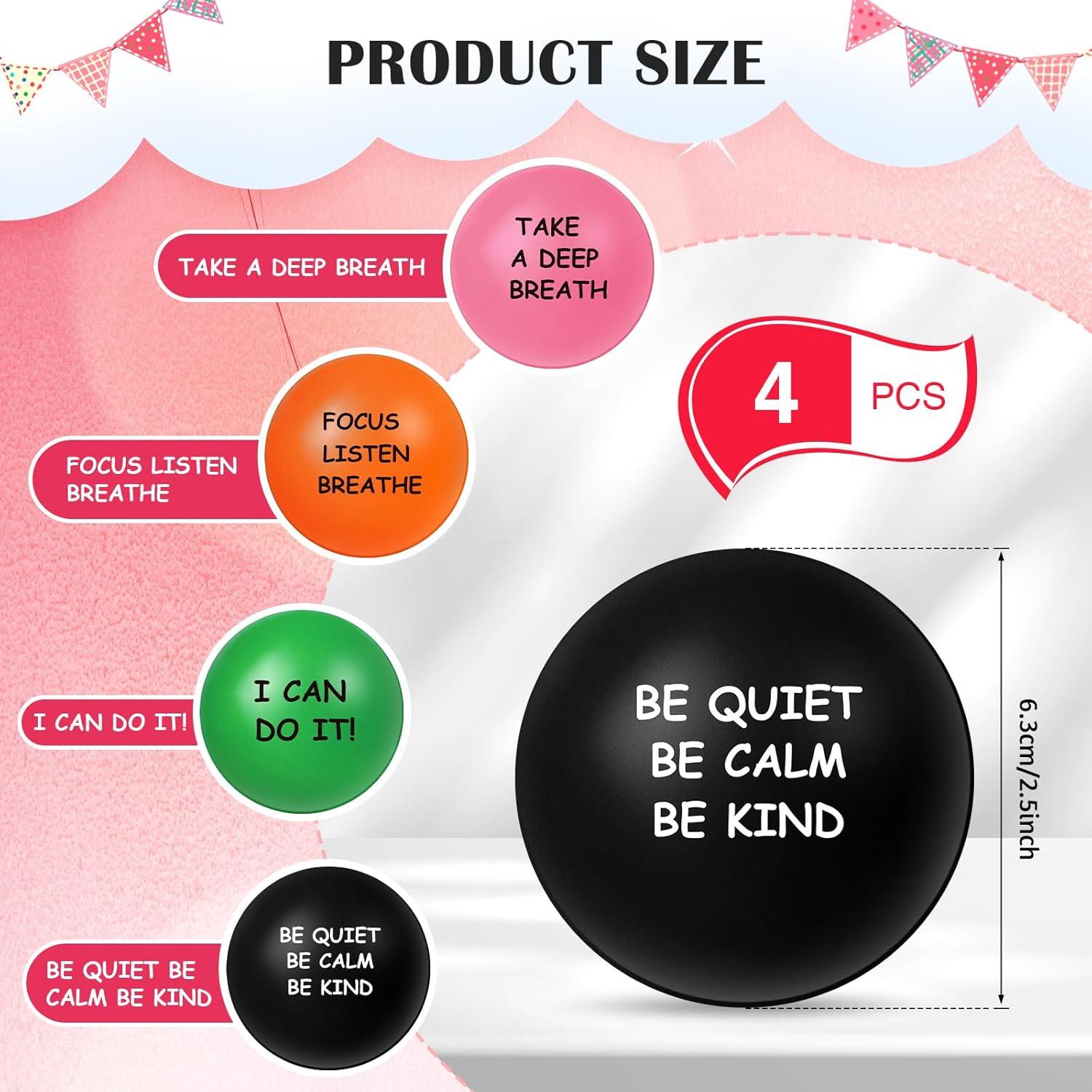 Ceenna 4 Pelotas Antiestrés Motivacionales 6.3 cm