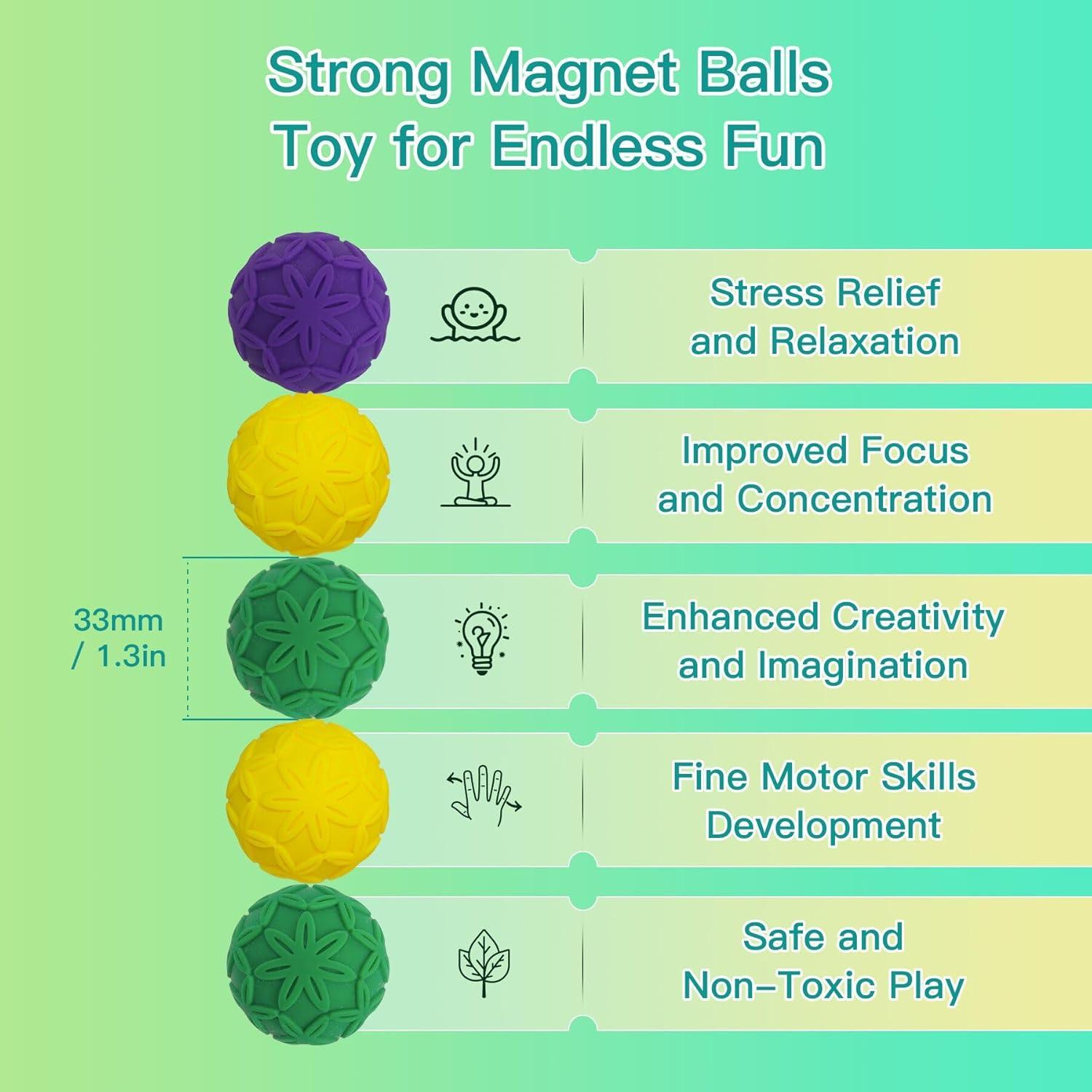 SEVENKA 5 Bolas Magnéticas de Silicona 33mm Antiestrés