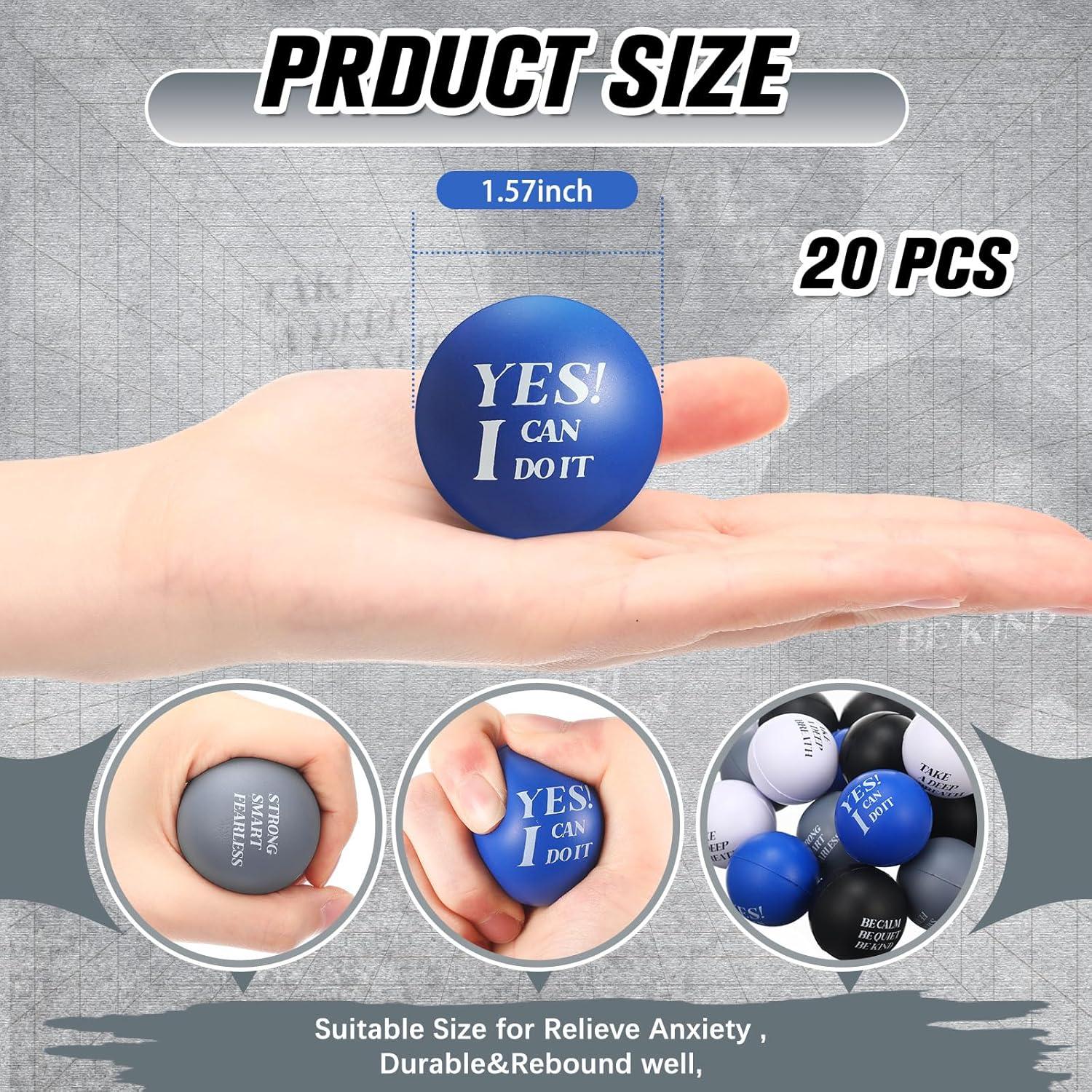 Zomiboo 20 Pelotas Antiestrés Motivacionales 4 cm Color Brillante