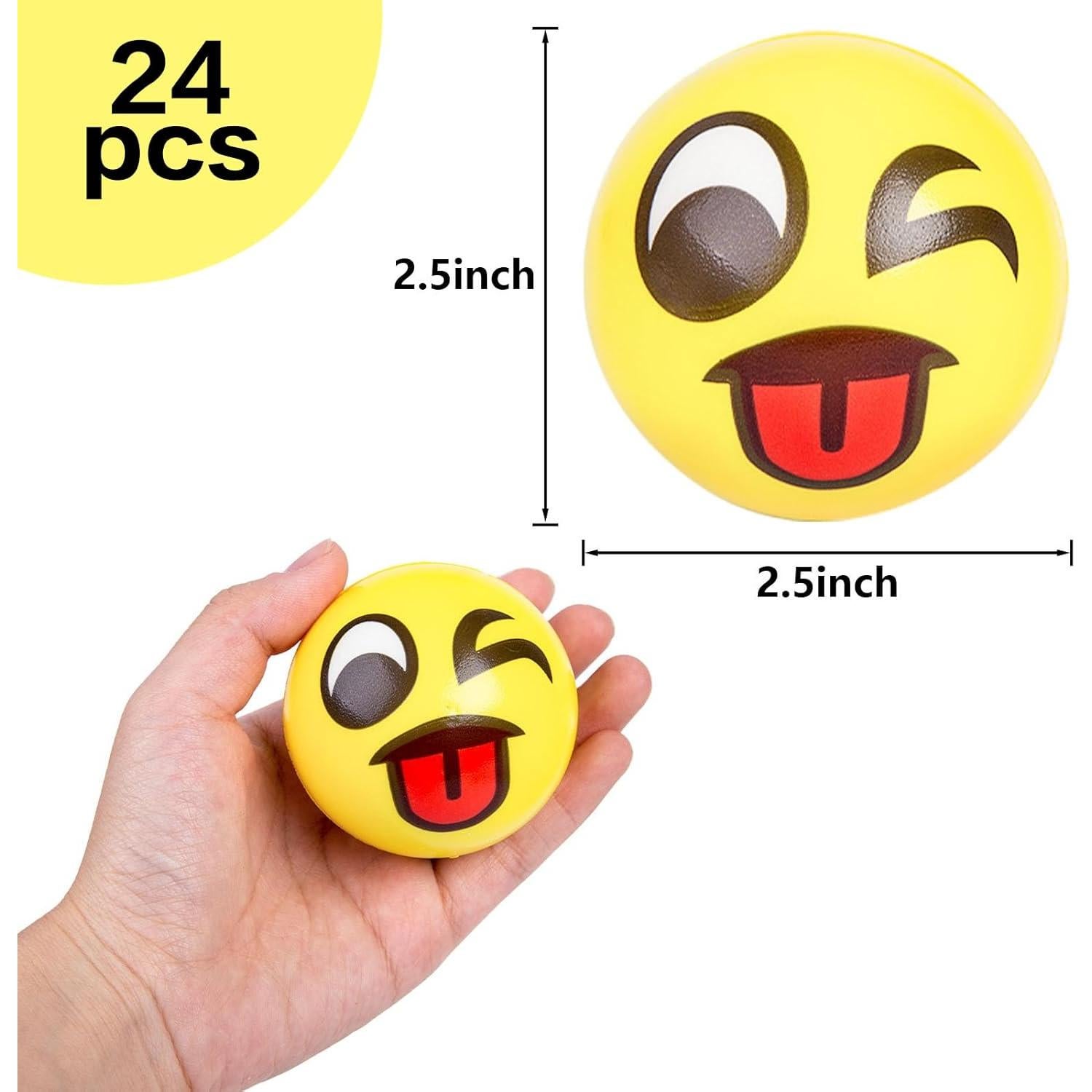 LovesTown 24 Pelotas Antiestrés Amarillas 6.35 cm