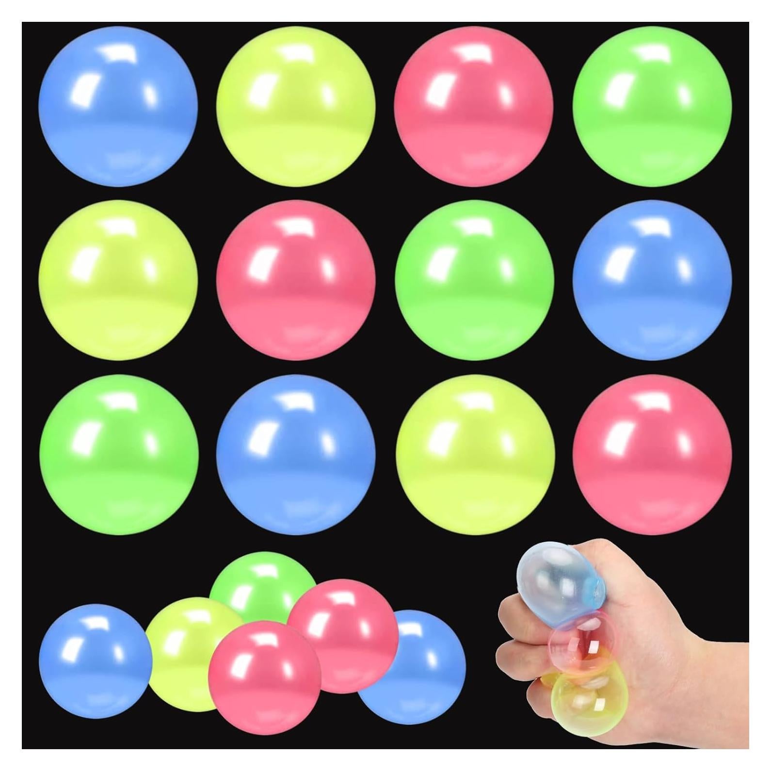 Paquete de 12 pelotas adhesivas RIFANG que brillan en la oscuridad