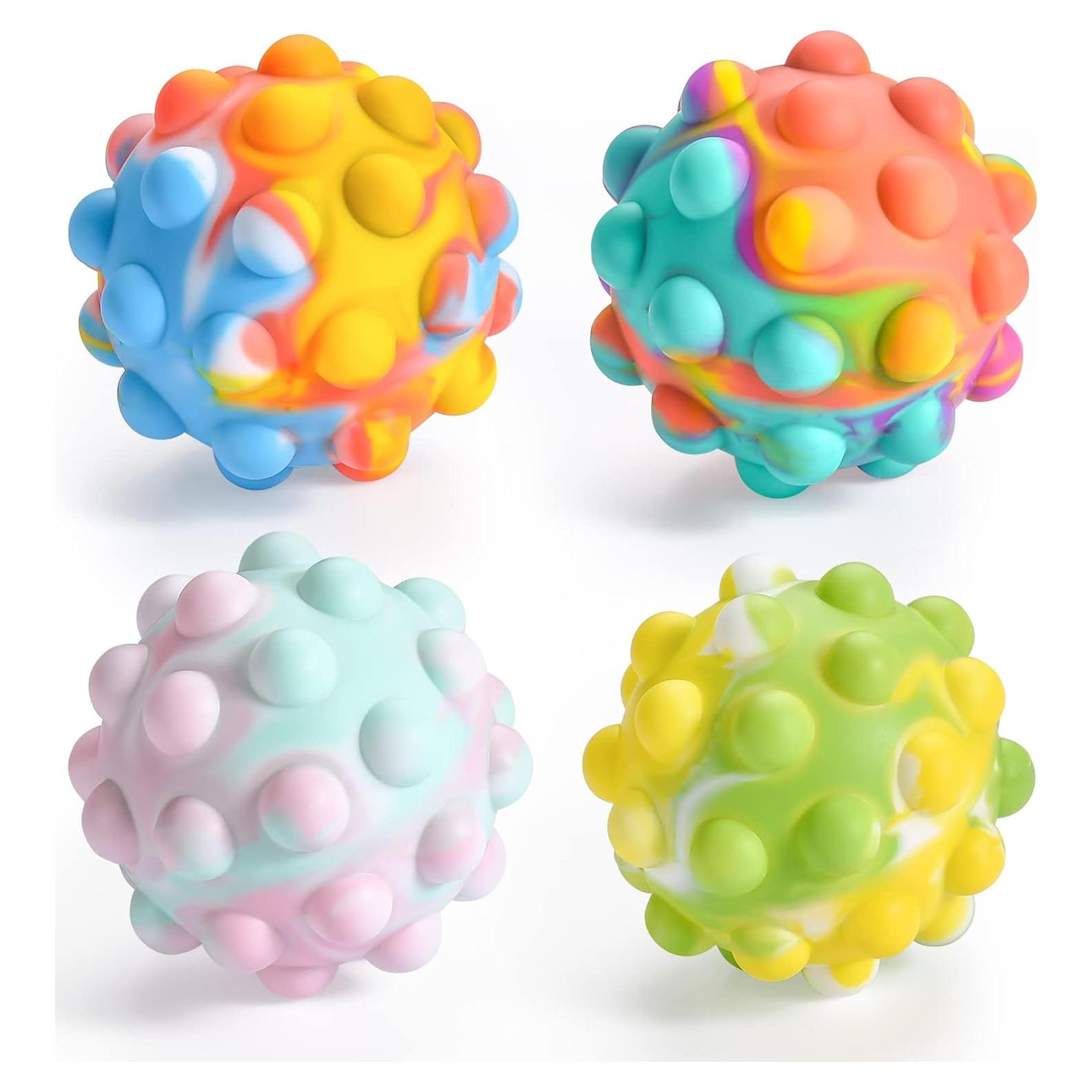 Pelota Antiestrés Pop It Peboms 4 Piezas Silicona 7.05 cm