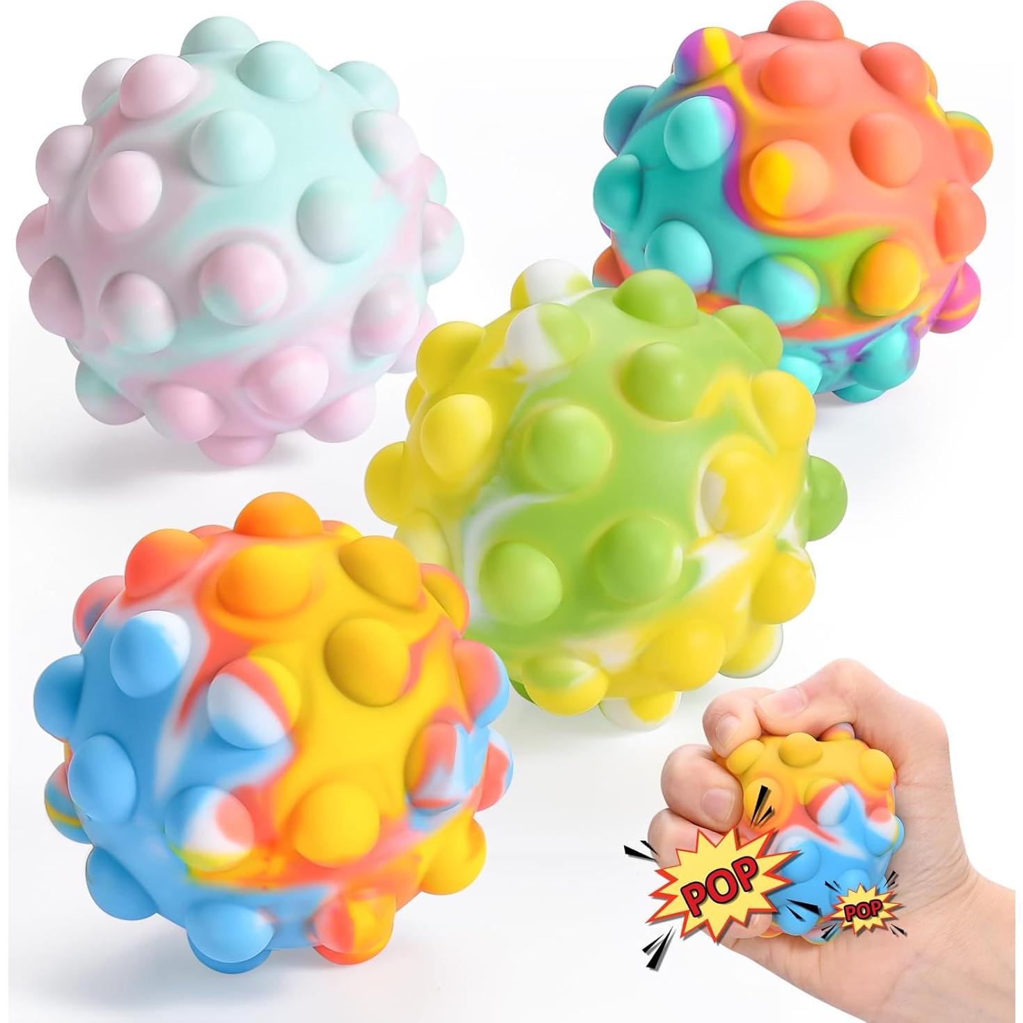 Pelota Antiestrés Pop It Peboms 4 Piezas Silicona 7.05 cm