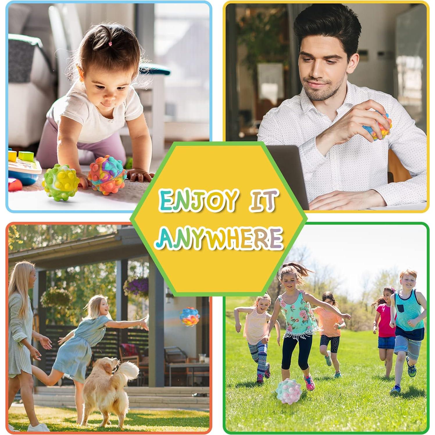 Pelota Antiestrés Pop It Peboms 4 Piezas Silicona 7.05 cm