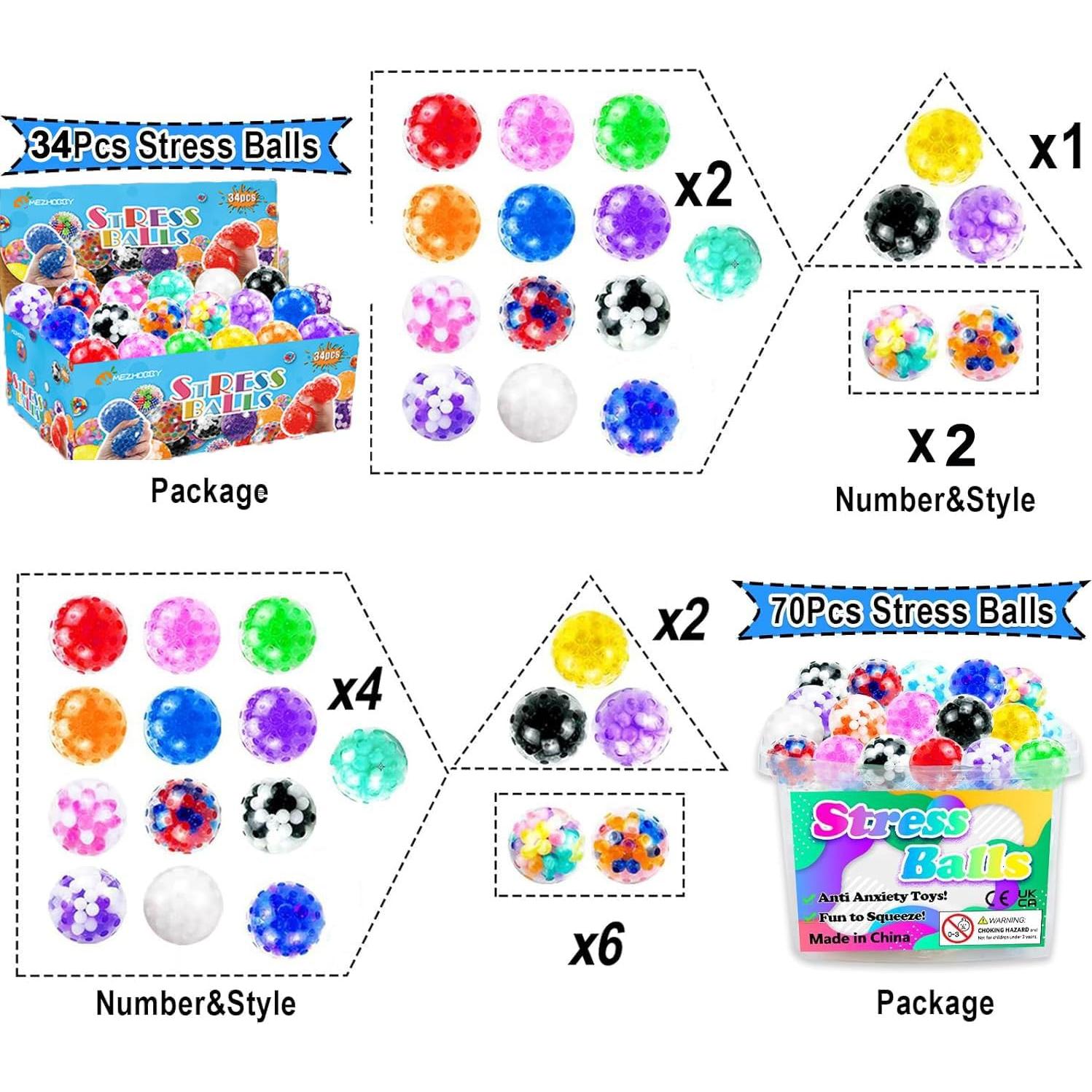 34 Piezas Pelotas Antiestrés MEZHOBBY Alivio de Ansiedad