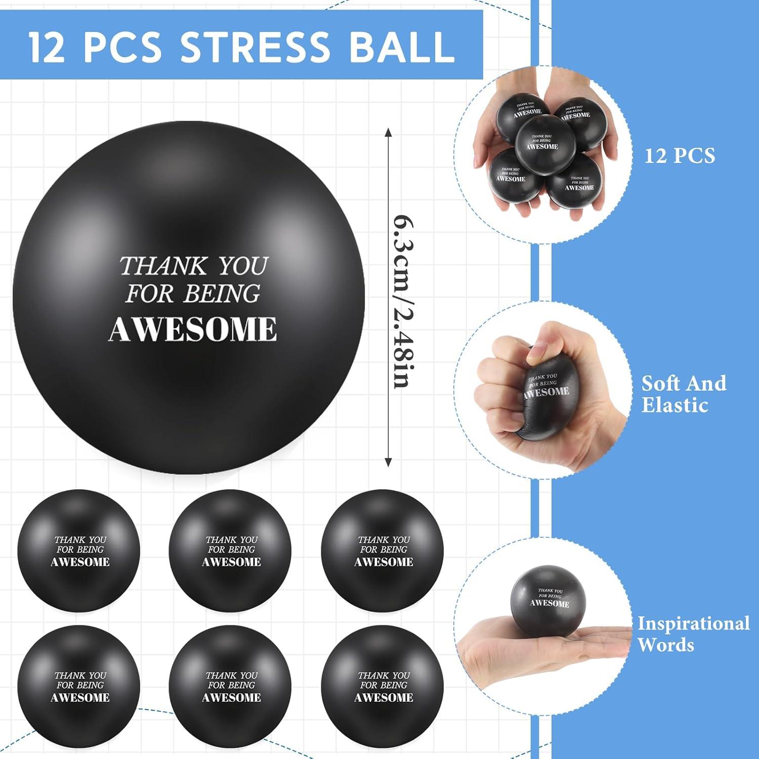 Lenwen 12 Pelotas de Estrés Motivacionales 6.3 cm Negro