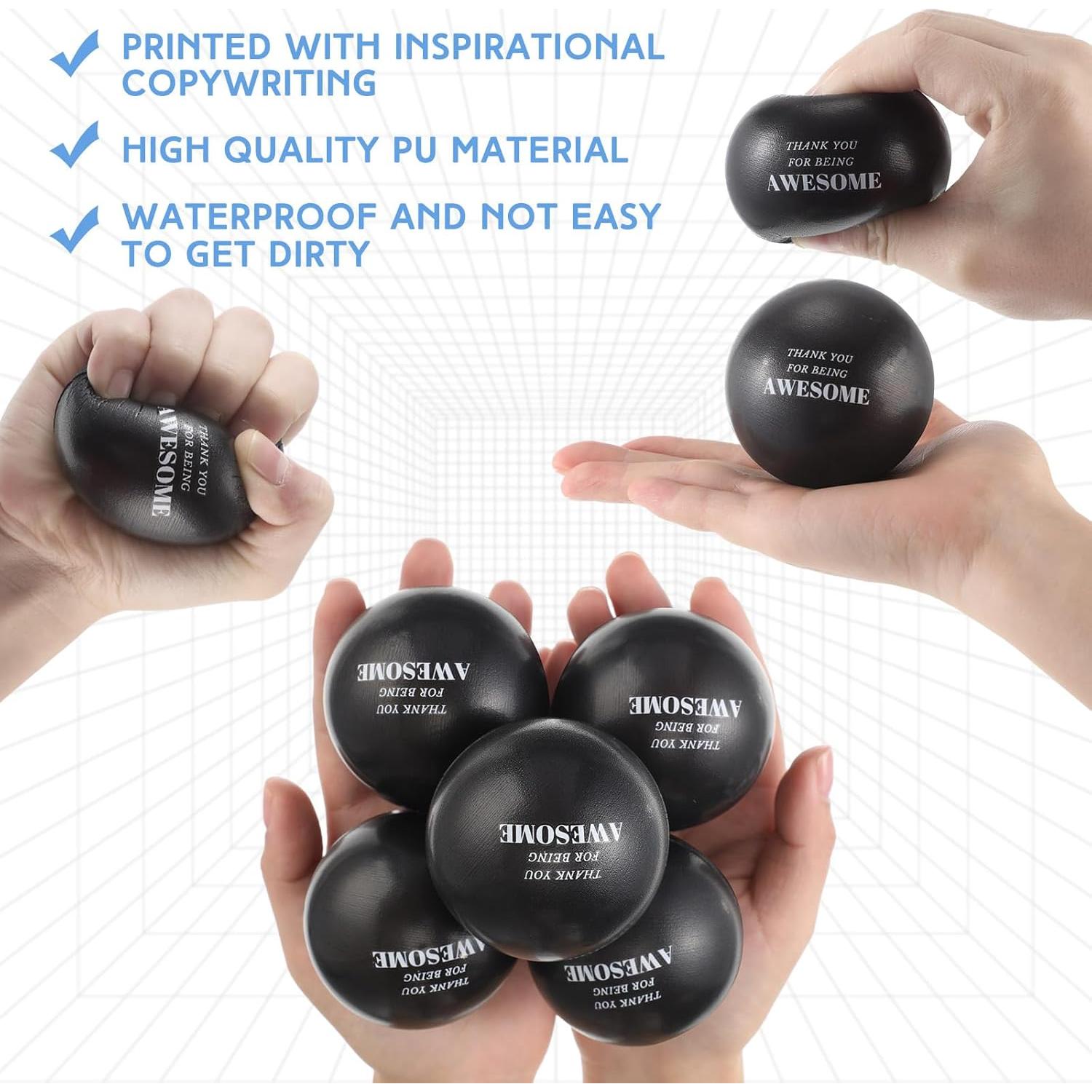 Lenwen 12 Pelotas de Estrés Motivacionales 6.3 cm Negro