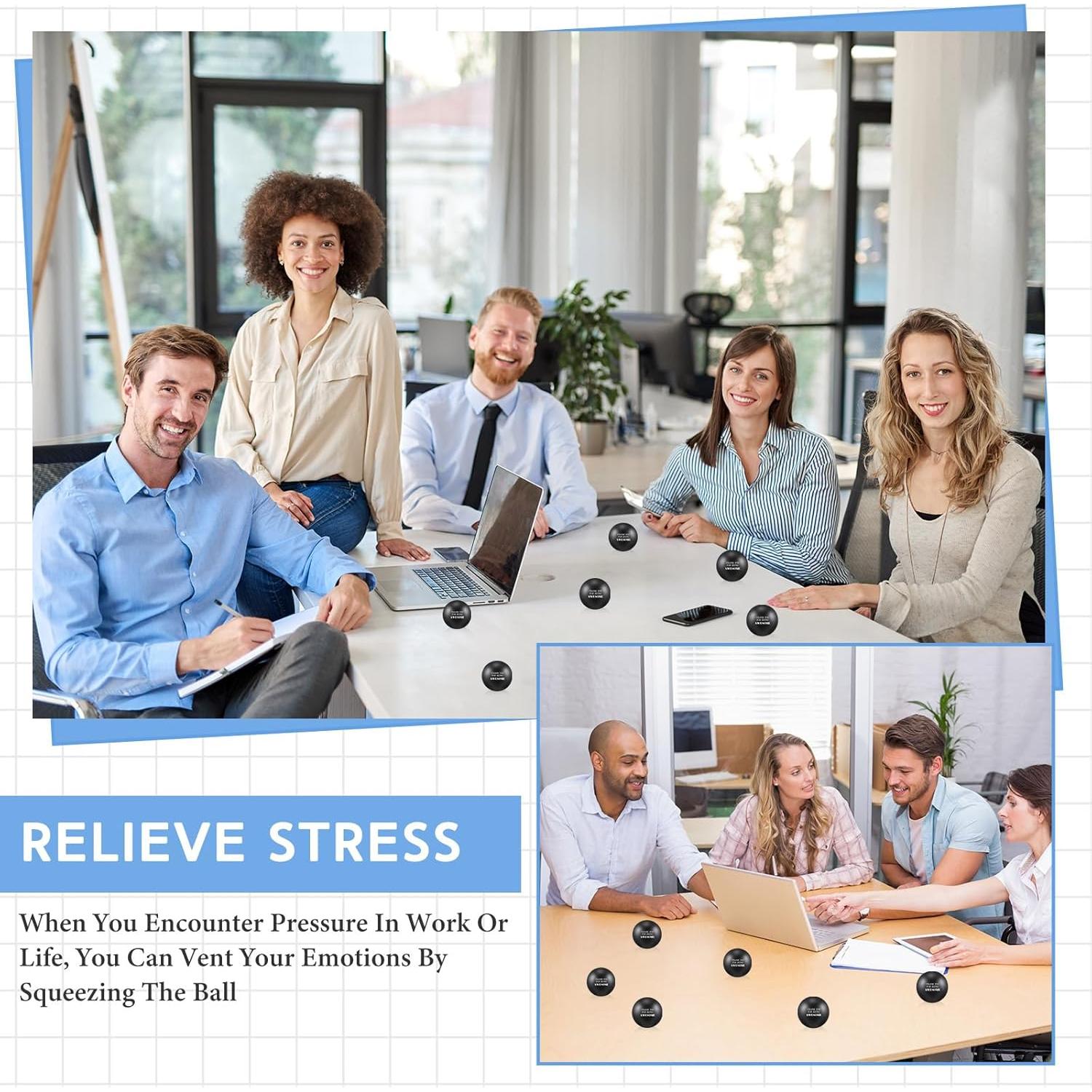 Lenwen 12 Pelotas de Estrés Motivacionales 6.3 cm Negro