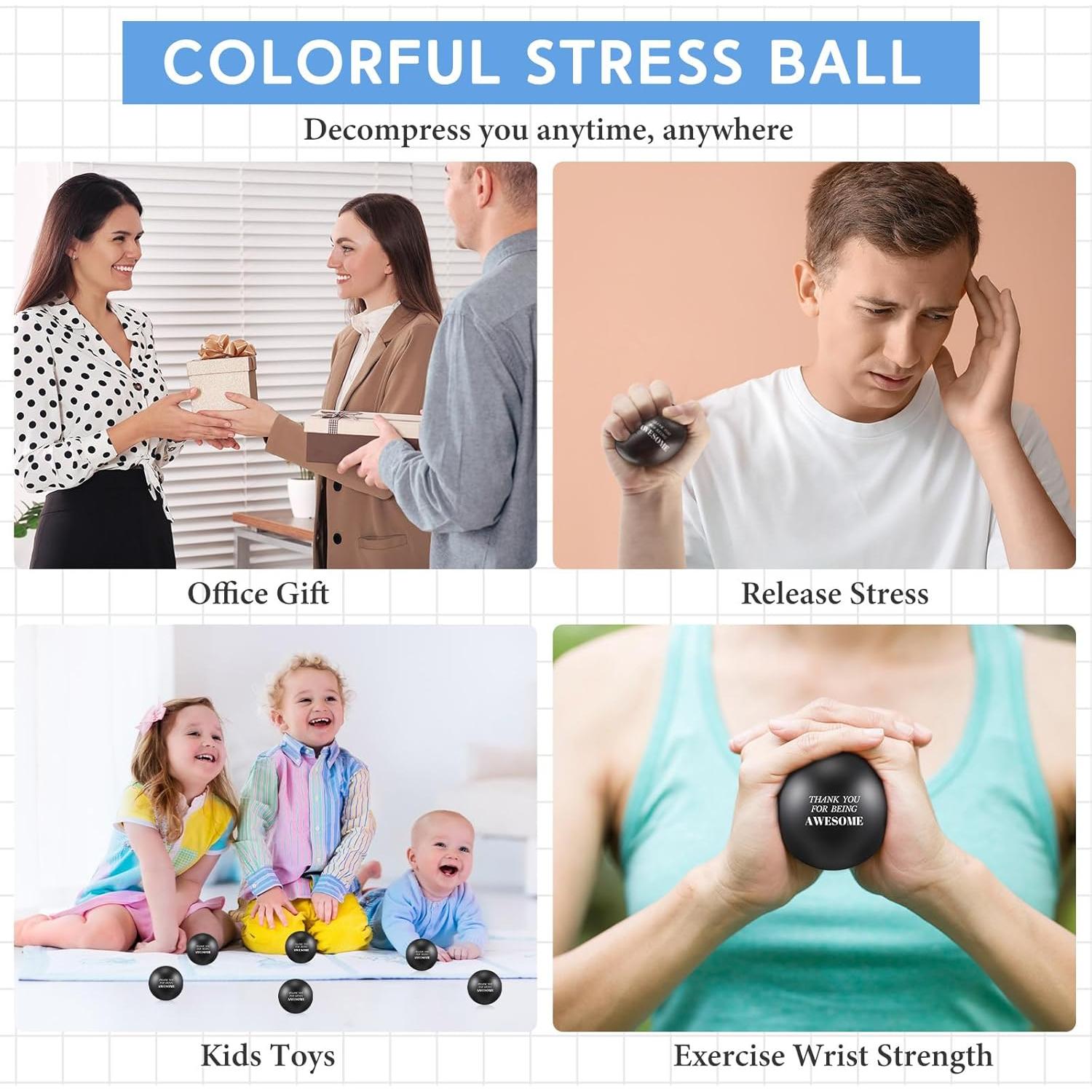 Lenwen 12 Pelotas de Estrés Motivacionales 6.3 cm Negro