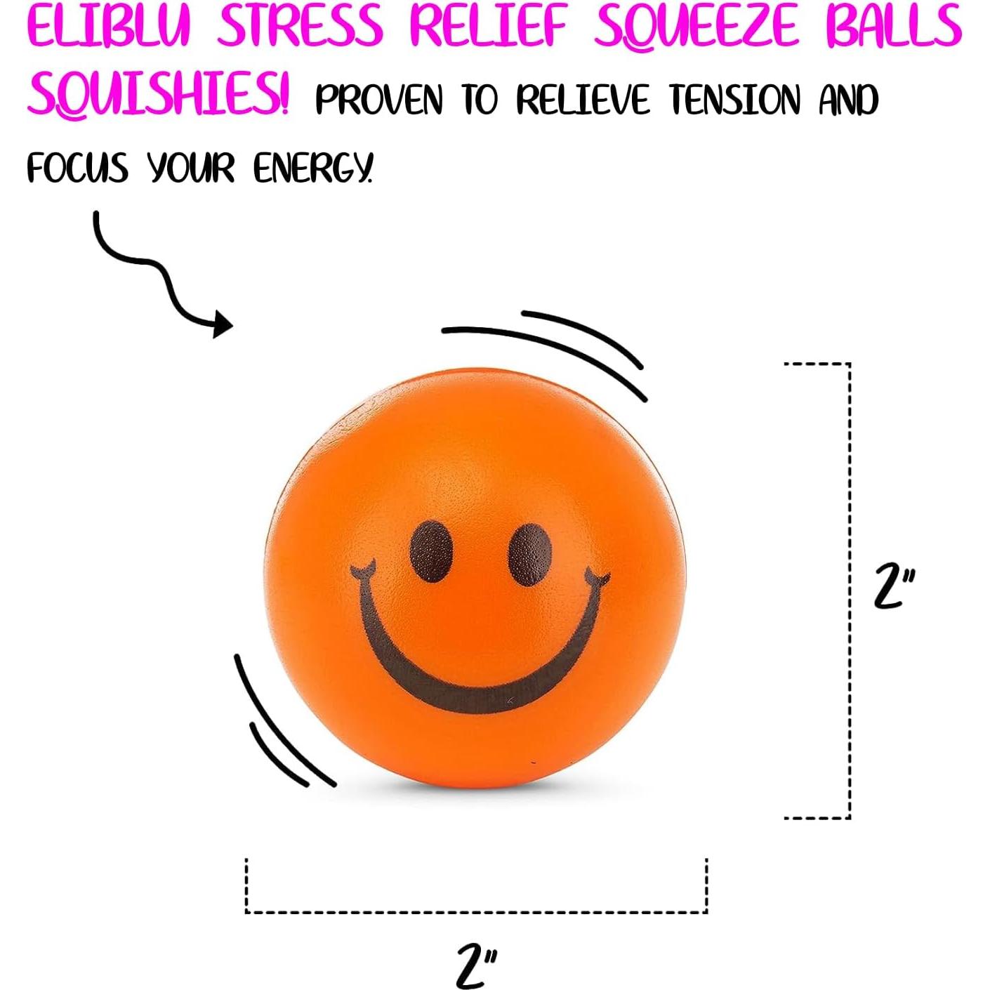 Pelotas de Estrés Neliblu Neon Smile - Paquete de 12 - 6,35 cm