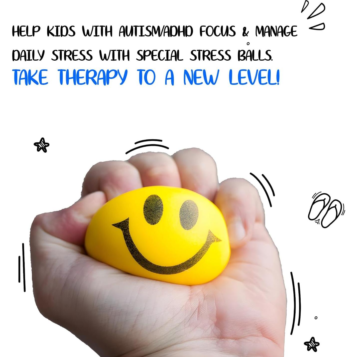 Pelotas de Estrés Neliblu Neon Smile - Paquete de 12 - 6,35 cm