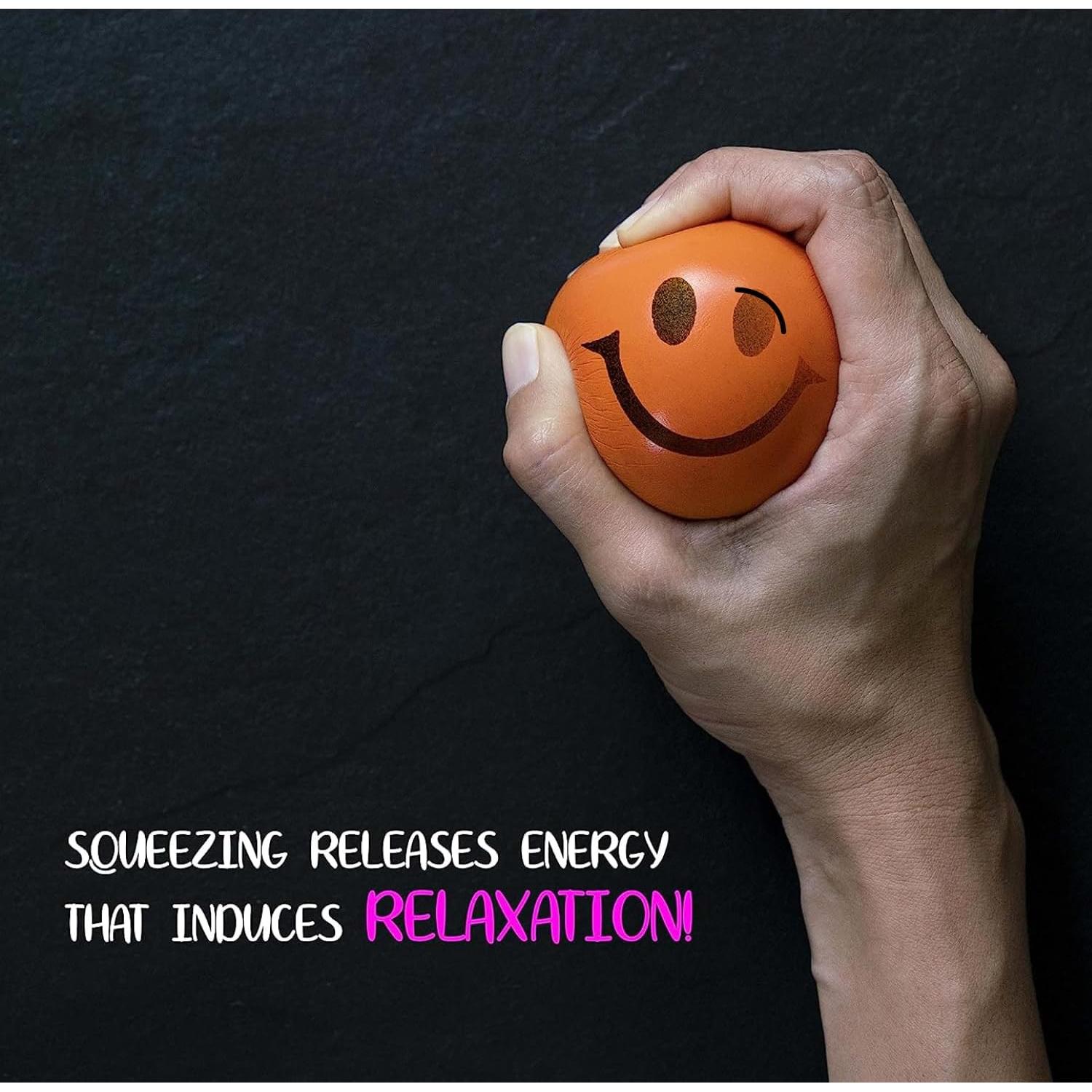 Pelotas de Estrés Neliblu Neon Smile - Paquete de 12 - 6,35 cm