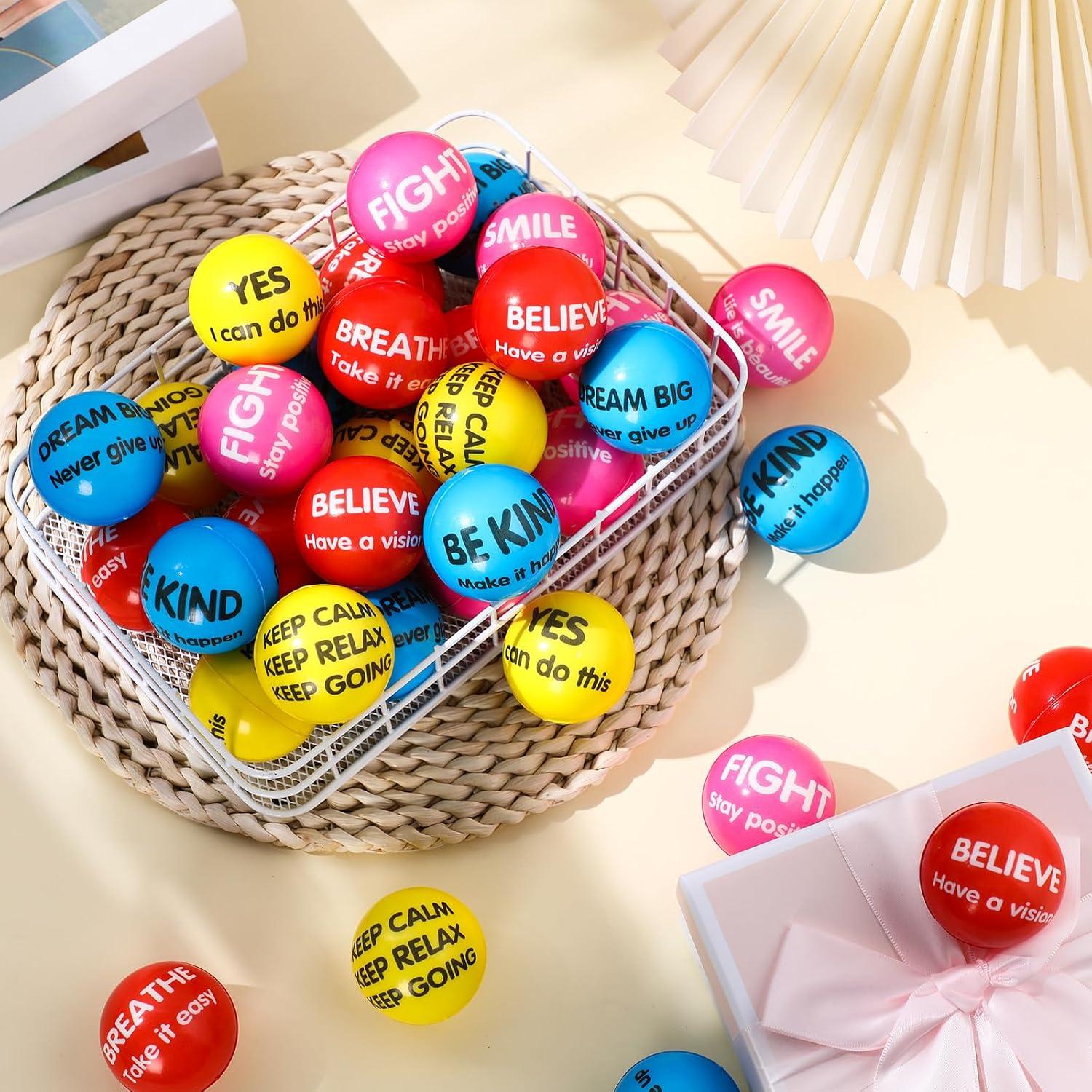 Liliful 48 Pelotas Antiestrés Motivacionales 5.5 cm Colores Brillantes