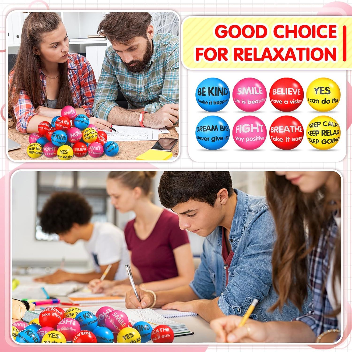 Liliful 48 Pelotas Antiestrés Motivacionales 5.5 cm Colores Brillantes