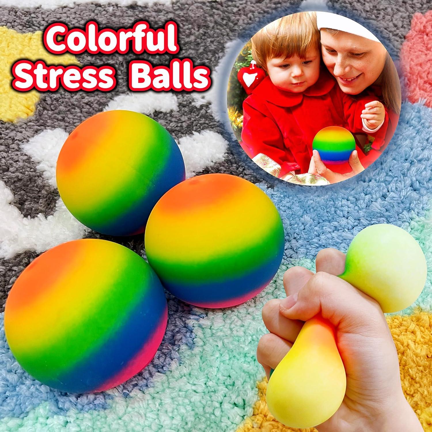 JIAHO 3 Pelotas Antiestrés Arcoíris 6,1 cm para Niños y Adultos
