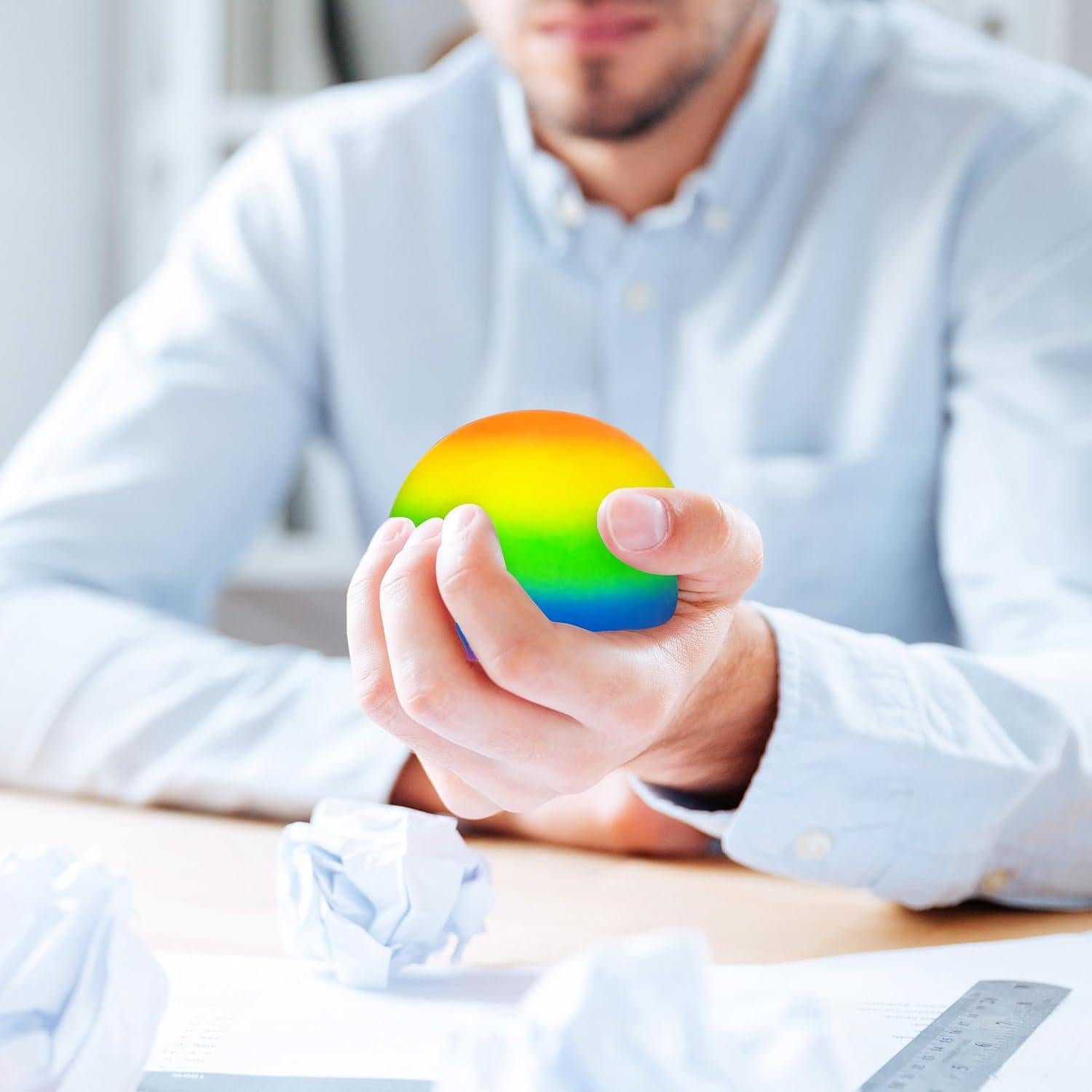 JIAHO 3 Pelotas Antiestrés Arcoíris 6,1 cm para Niños y Adultos