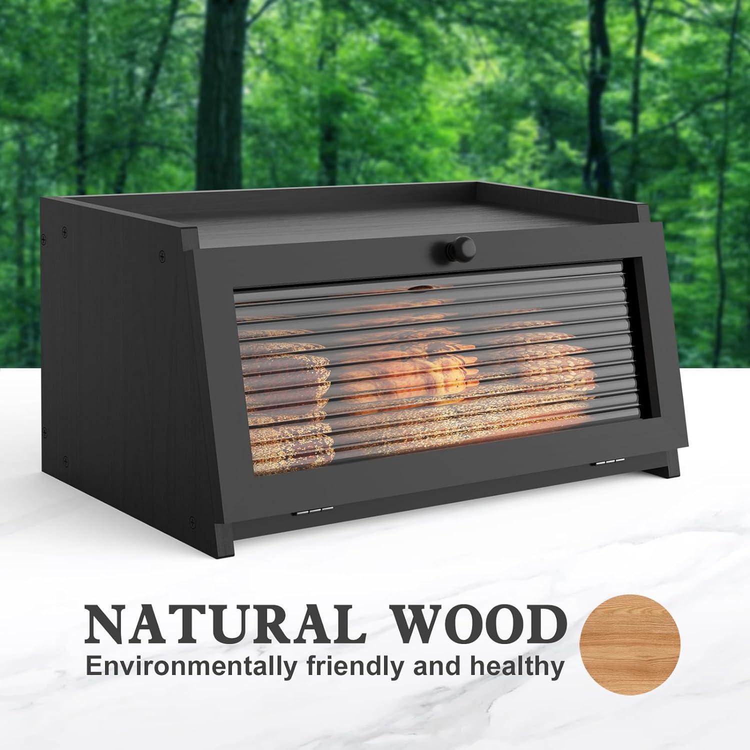 Caja de Pan LOHASOK Negra 40.2x25x20 cm Almacenamiento