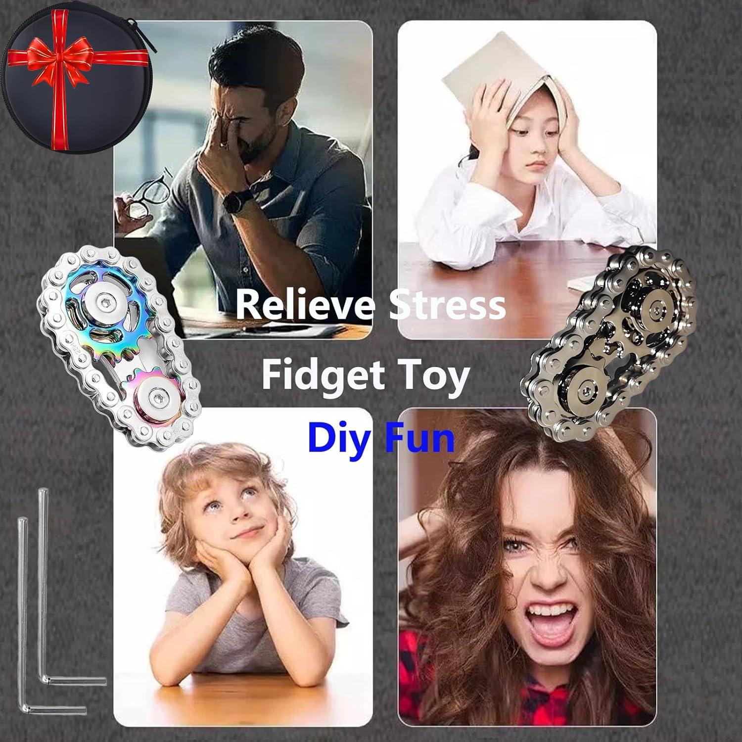 Spinner Antiestrés Metal XFYVIKR 6x3.5x2.5cm Plata+Arcoíris