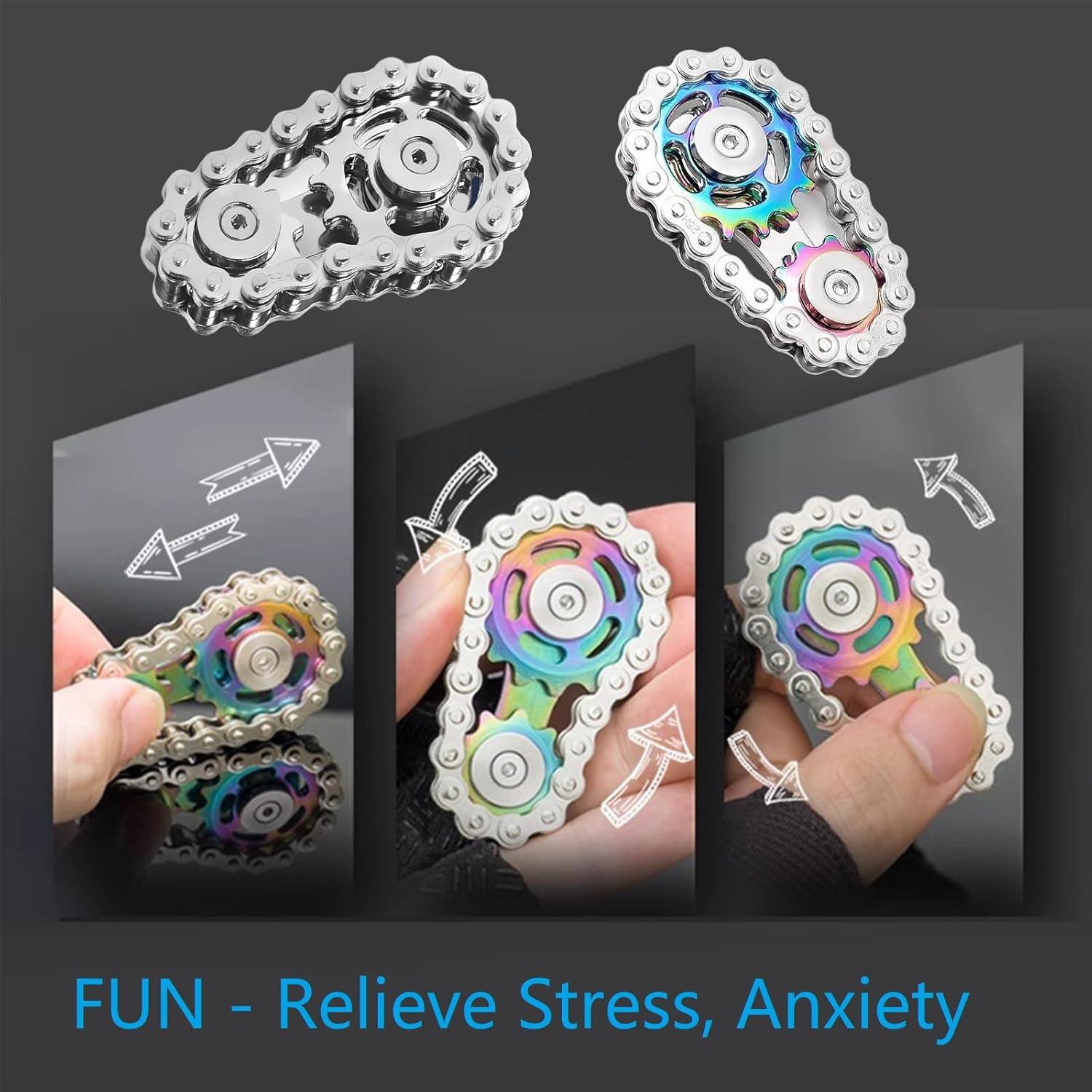 Spinner Antiestrés Metal XFYVIKR 6x3.5x2.5cm Plata+Arcoíris