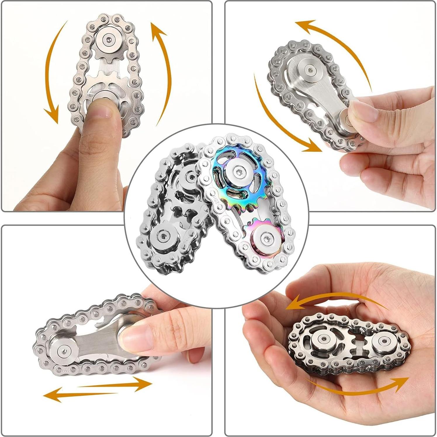 Spinner Antiestrés Metal XFYVIKR 6x3.5x2.5cm Plata+Arcoíris