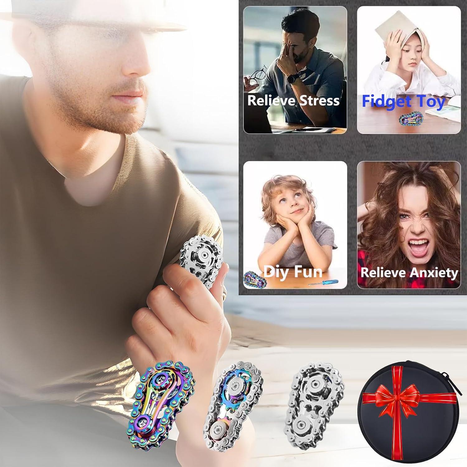 Spinner Antiestrés Metal XFYVIKR 6x3.5x2.5cm Plata+Arcoíris