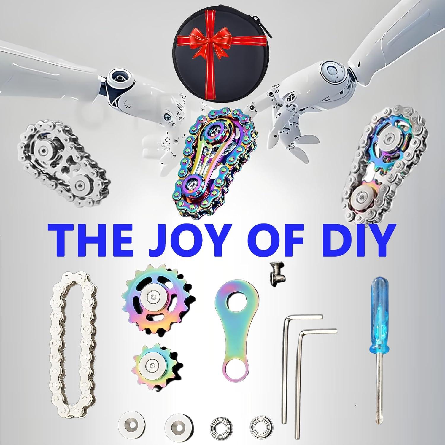 Spinner Antiestrés Metal XFYVIKR 6x3.5x2.5cm Plata+Arcoíris