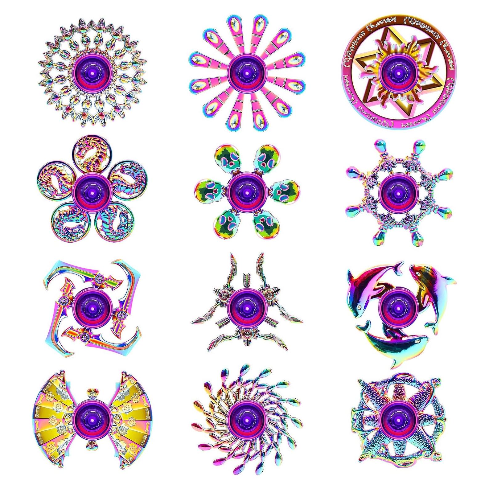 Paquete de 12 Spinners de Metal Aleado Lerifer - Juguetes Sensoriales