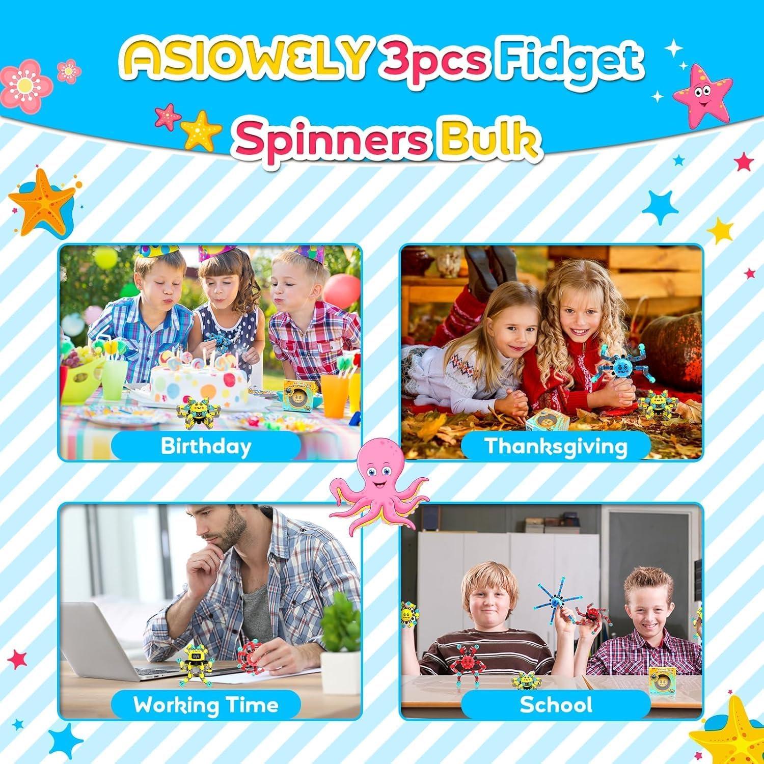 Juguetes Fidget Spinner ASIOWELY 4 Pcs Alivio Estrés