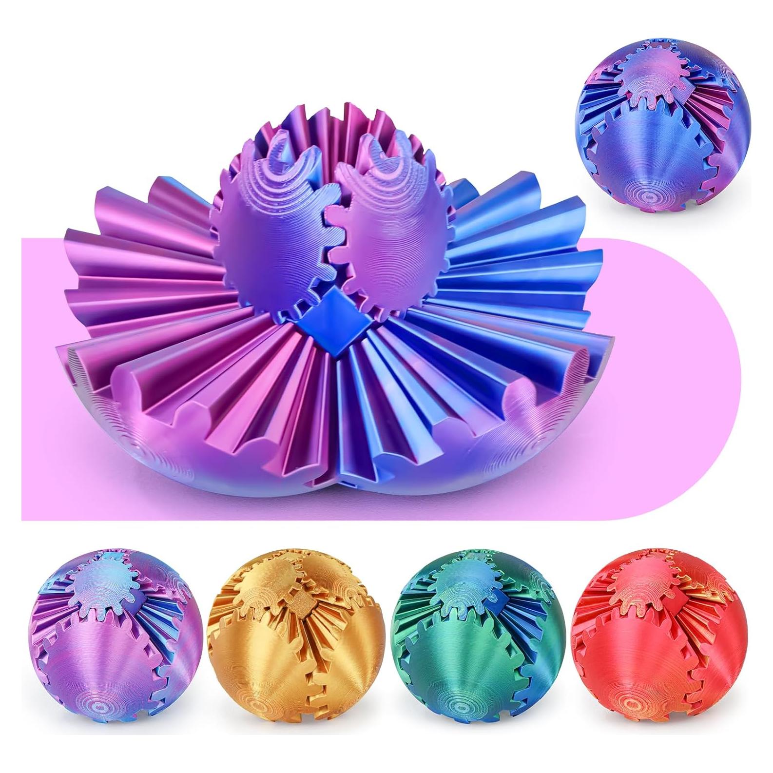 Bola de Engranaje Antiestrés 3D Minleway 8 cm Púrpura Azul