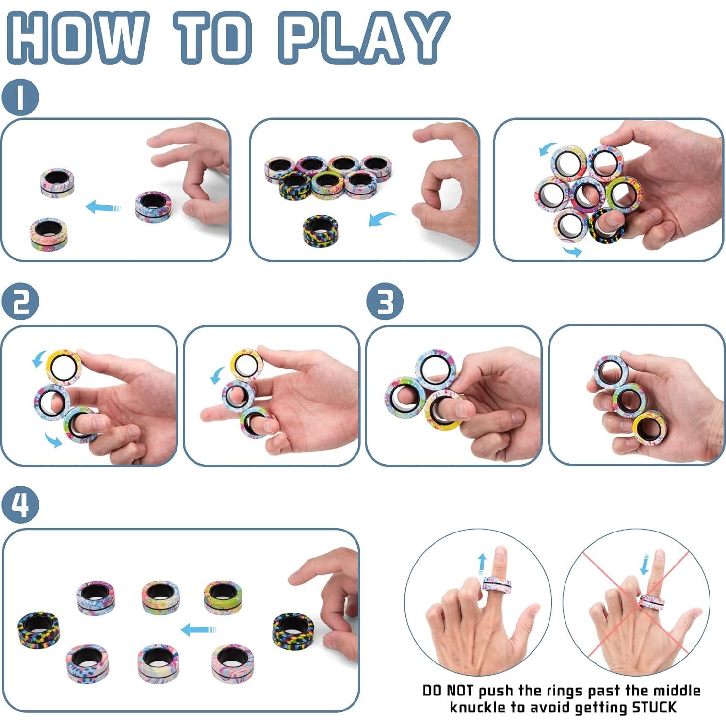 Juego de 9 Anillos Magnéticos Antiestrés YZ para Adultos y Niños