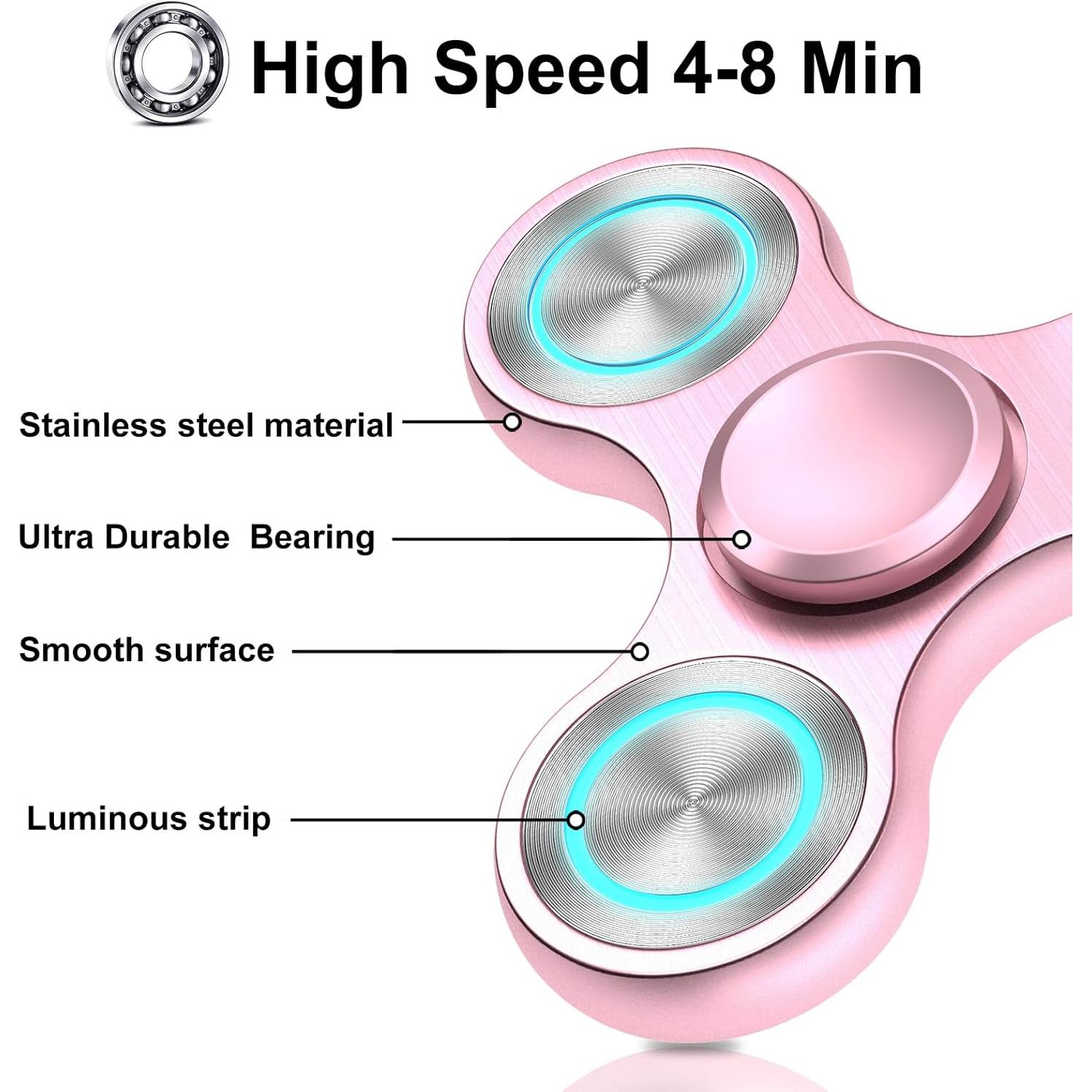 Fidget Spinner Isapral Rosa Metal Alivio Estrés 7,6 cm