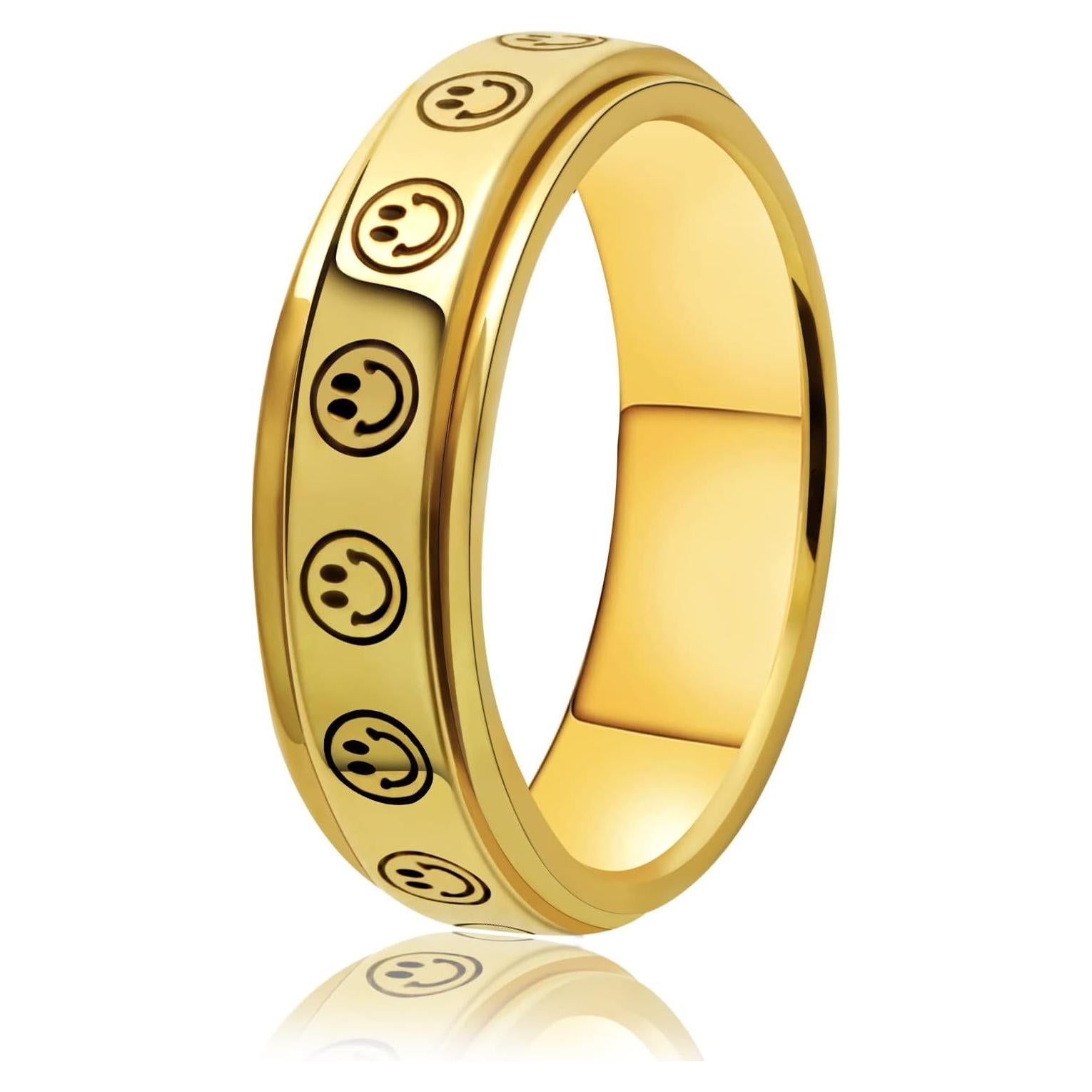 Anillo Fidget Spinner LAOYOU 6mm Acero Inoxidable Dorado