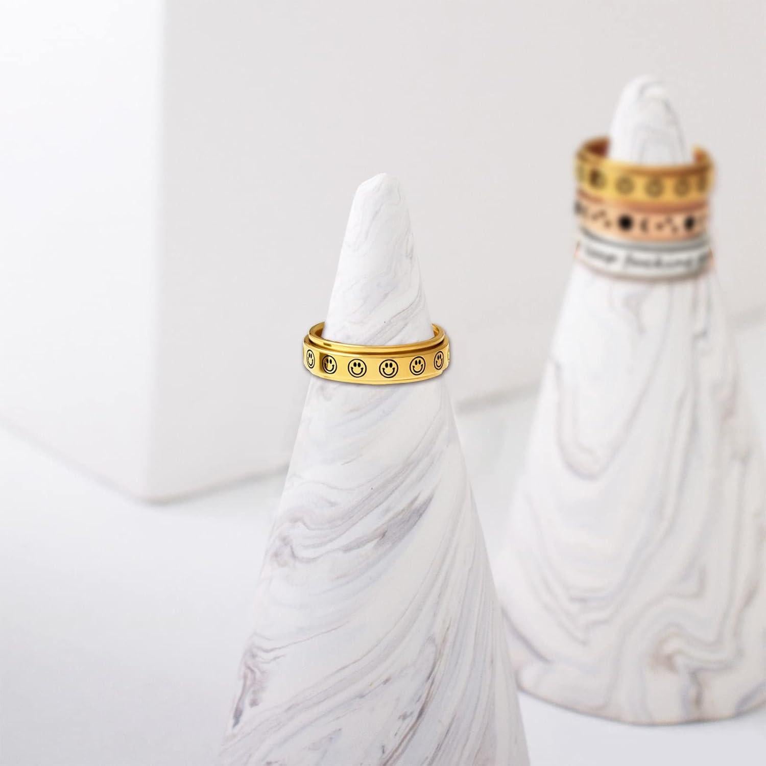 Anillo Fidget Spinner LAOYOU 6mm Acero Inoxidable Dorado