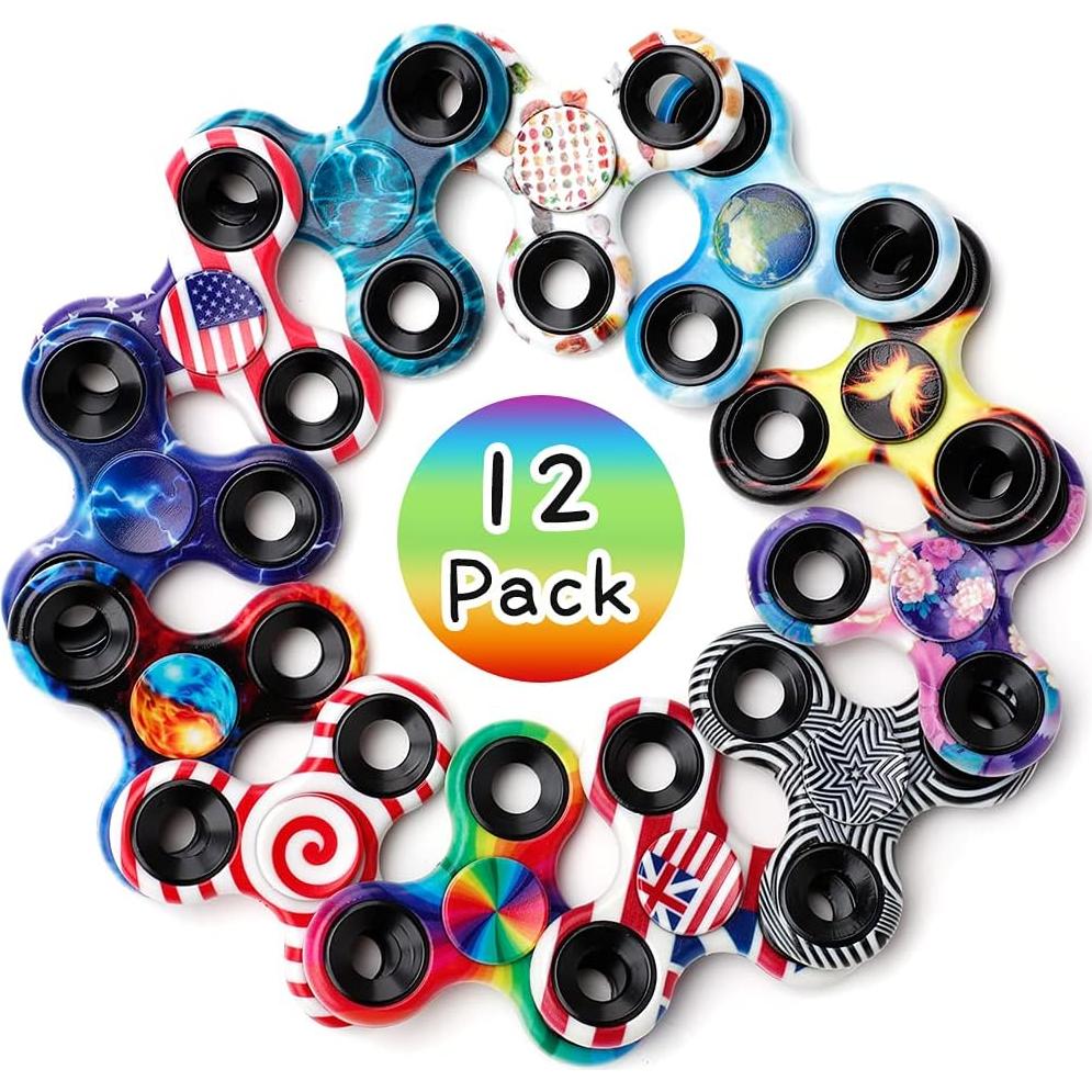 Paquete de 12 Juguetes Antiestrés Fidget Spinner Metal
