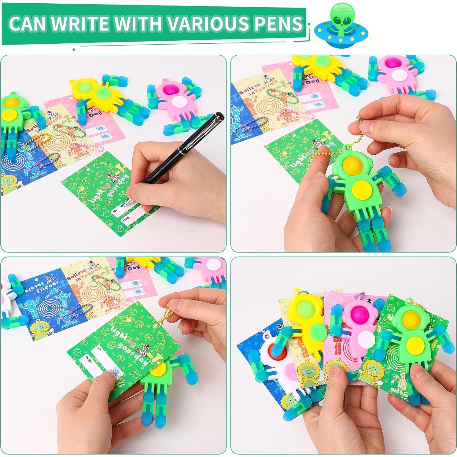 24 Piezas Spinners Fidget Llavero Brillantes DIY 3 en 1