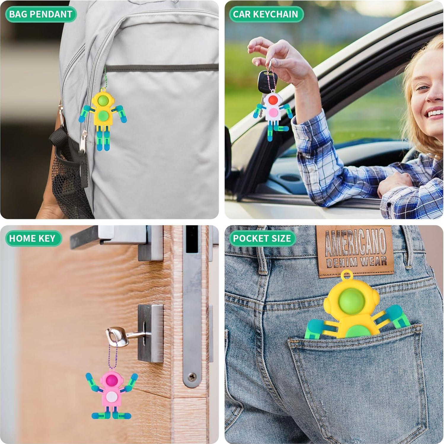 24 Piezas Spinners Fidget Llavero Brillantes DIY 3 en 1