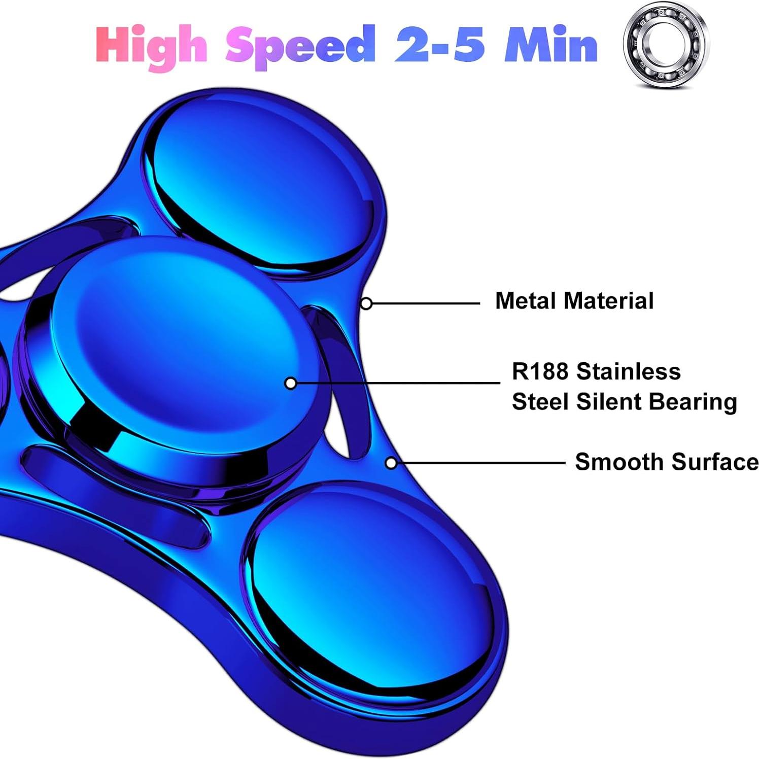 Spinner Fidget Metálico AUKARENY Azul Alivio Estrés 6.1 cm