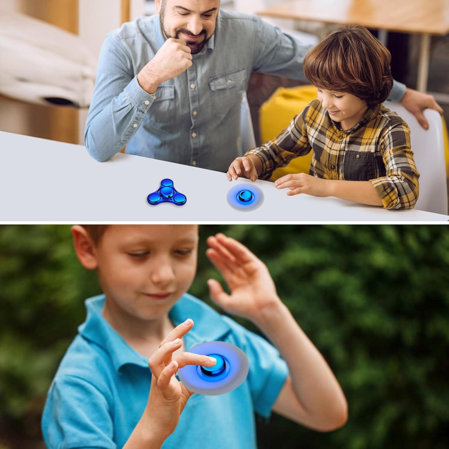 Spinner Fidget Metálico AUKARENY Azul Alivio Estrés 6.1 cm