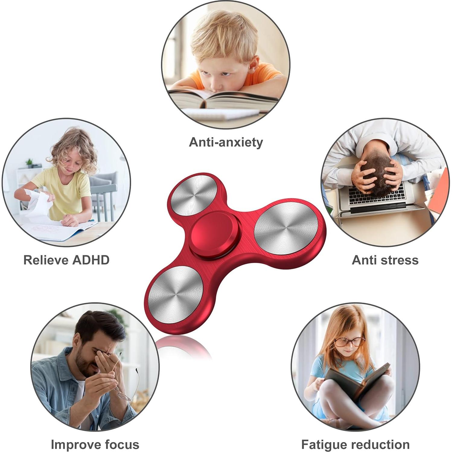 Fidget Spinner ATESSON Rojo Acero Inoxidable Alta Velocidad