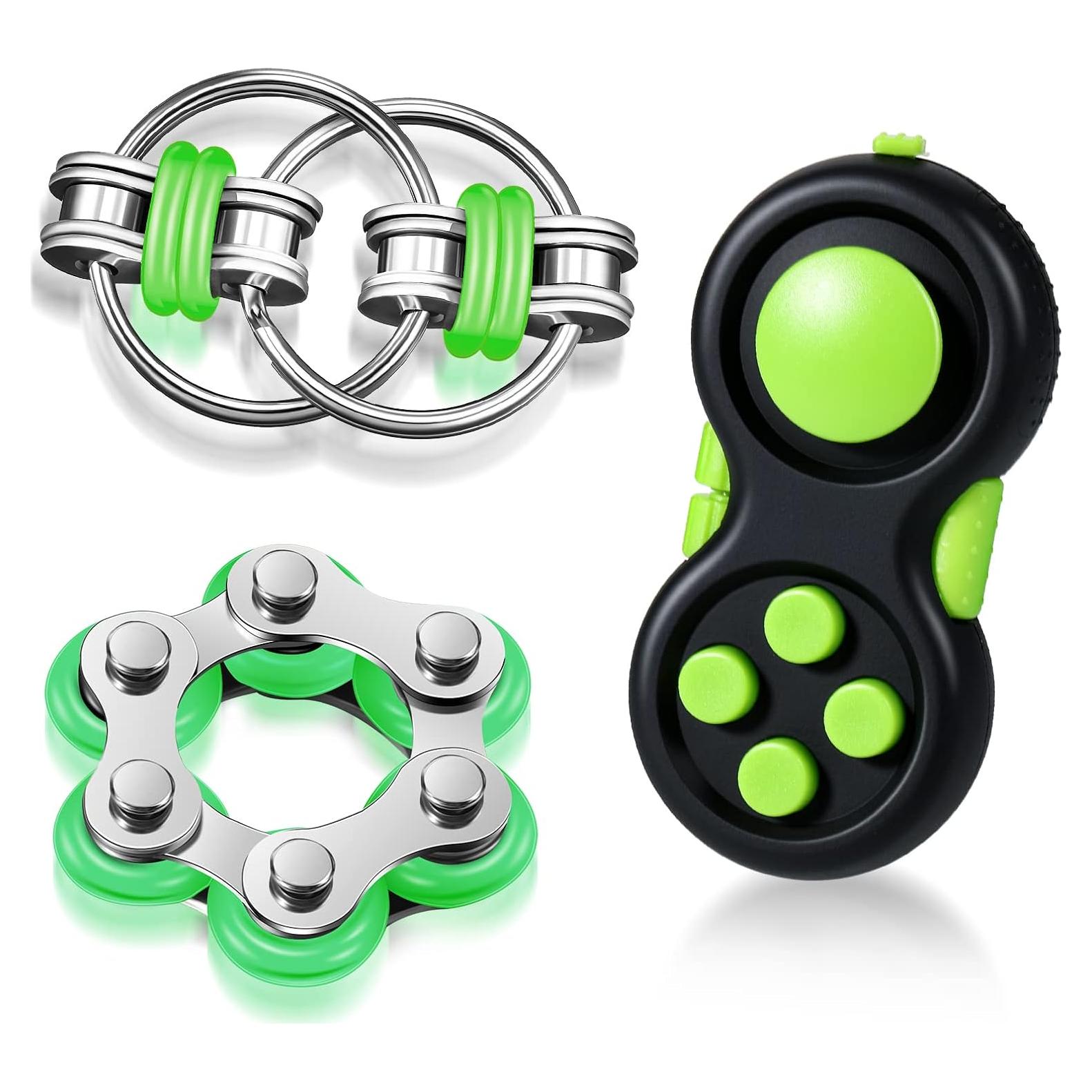 Juego de 3 Juguetes Antiestrés Gejoy para Adultos - Negro y Verde