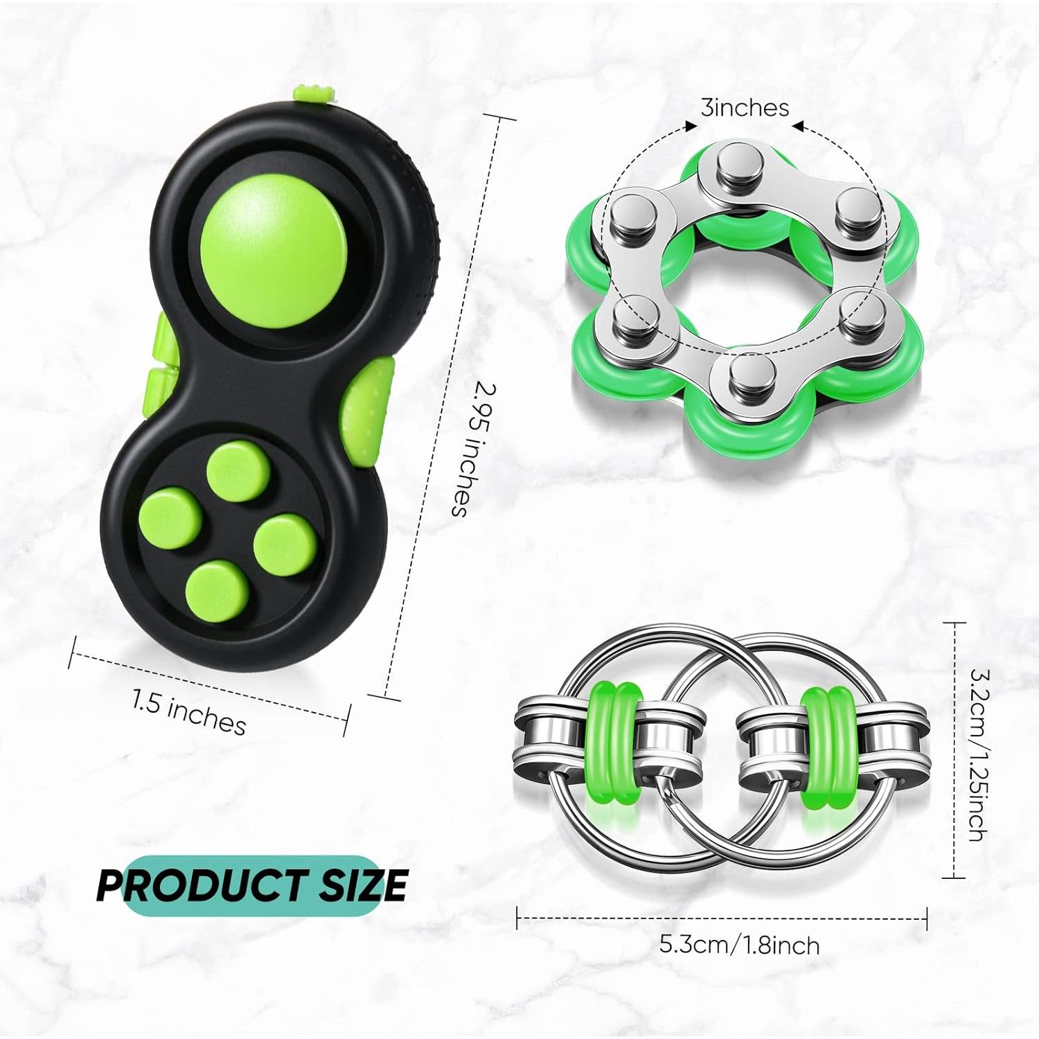 Juego de 3 Juguetes Antiestrés Gejoy para Adultos - Negro y Verde